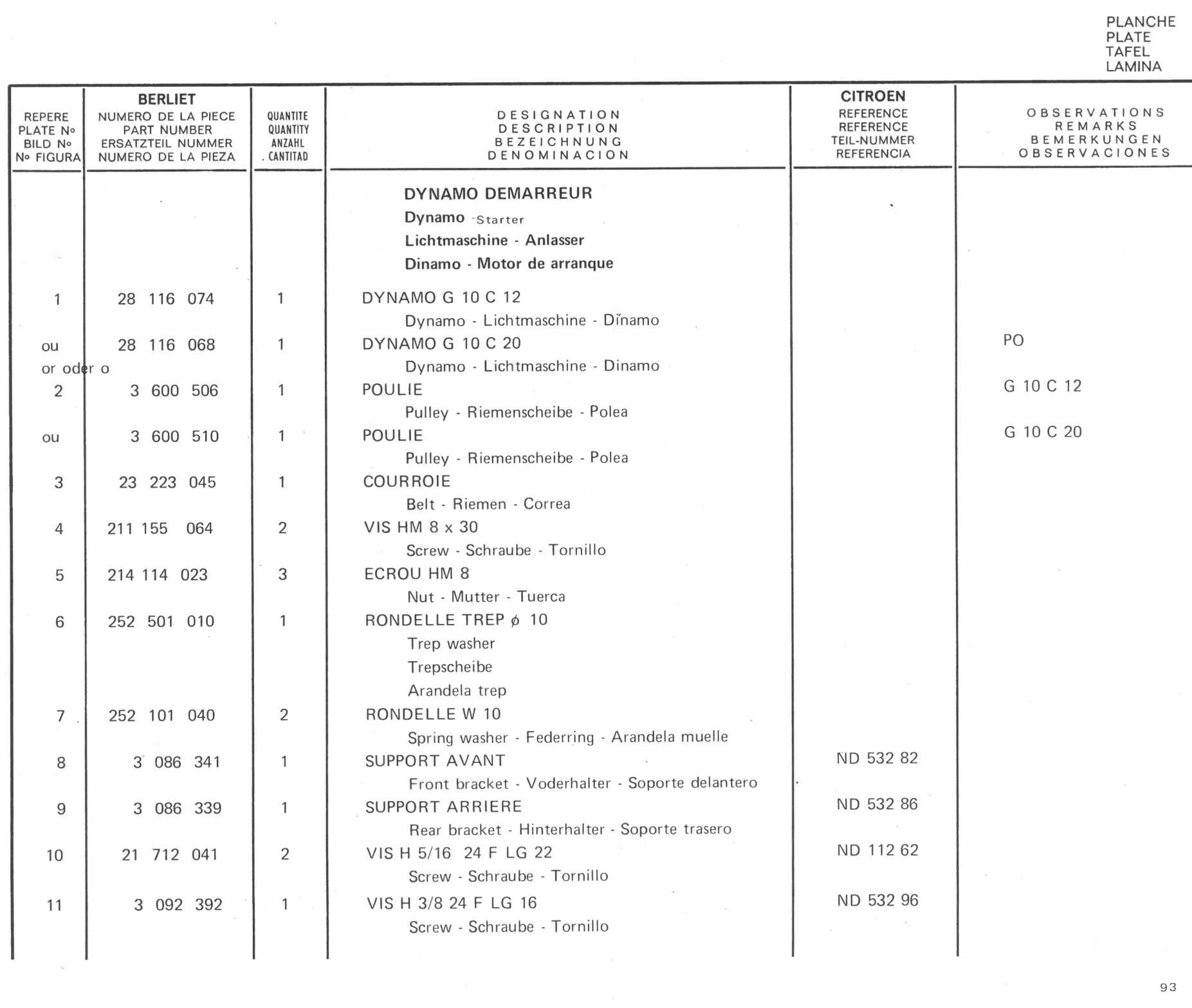 Planche 10: Filtre A Huile, page 432 of 545 — 350-450-480-490-530 Diesel Spare Parts Catalogue, Tome I