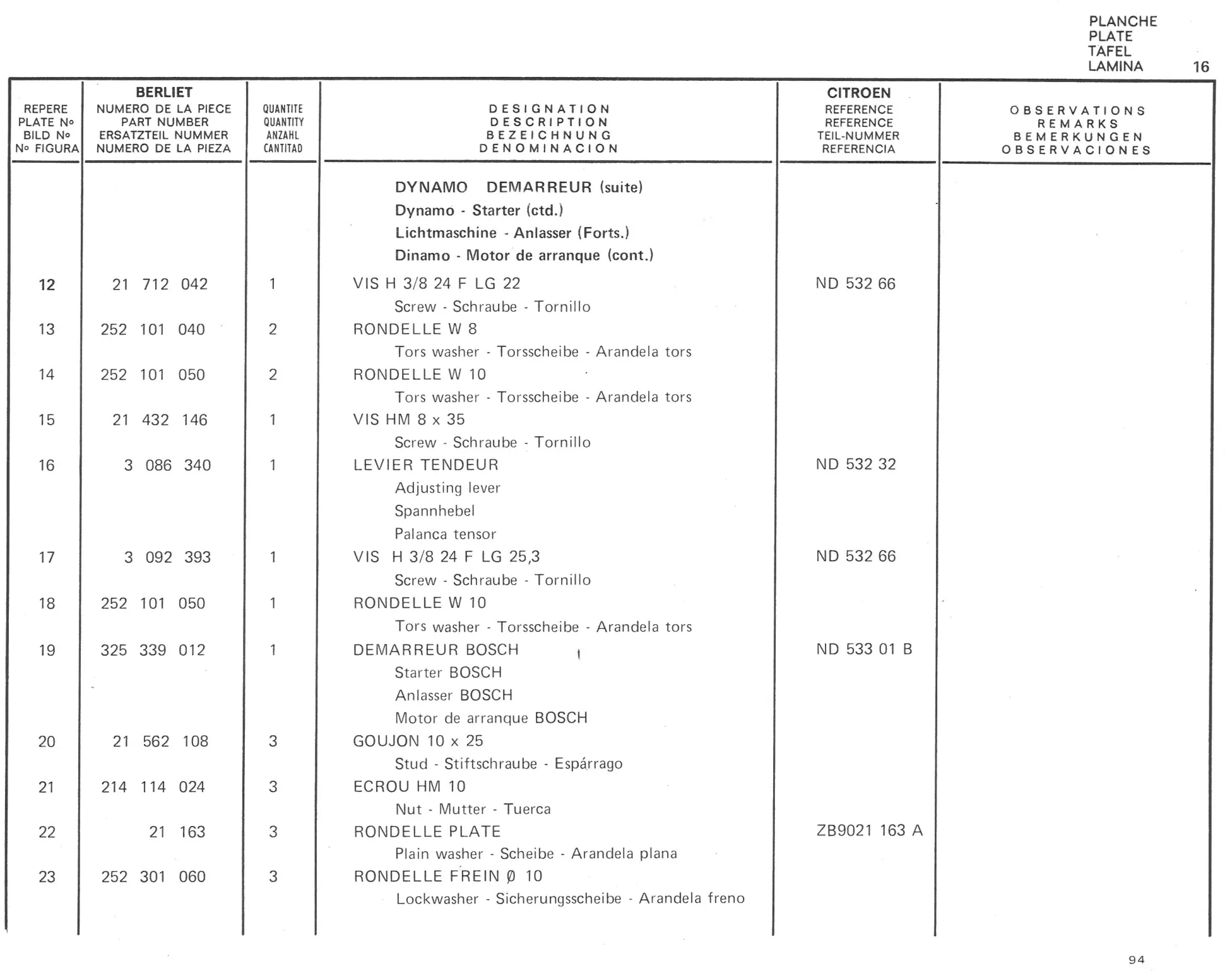 Planche 10: Filtre A Huile, page 433 of 545 — 350-450-480-490-530 Diesel Spare Parts Catalogue, Tome I
