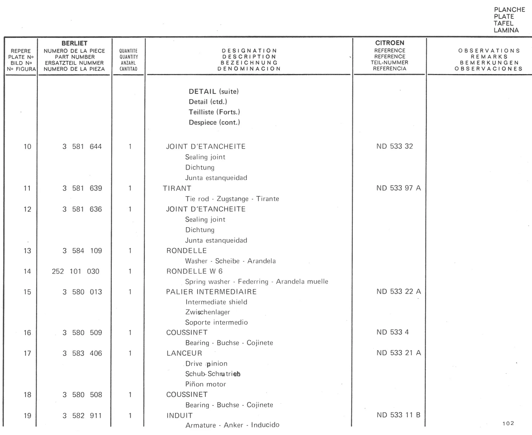 Planche 10: Filtre A Huile, page 439 of 545 — 350-450-480-490-530 Diesel Spare Parts Catalogue, Tome I