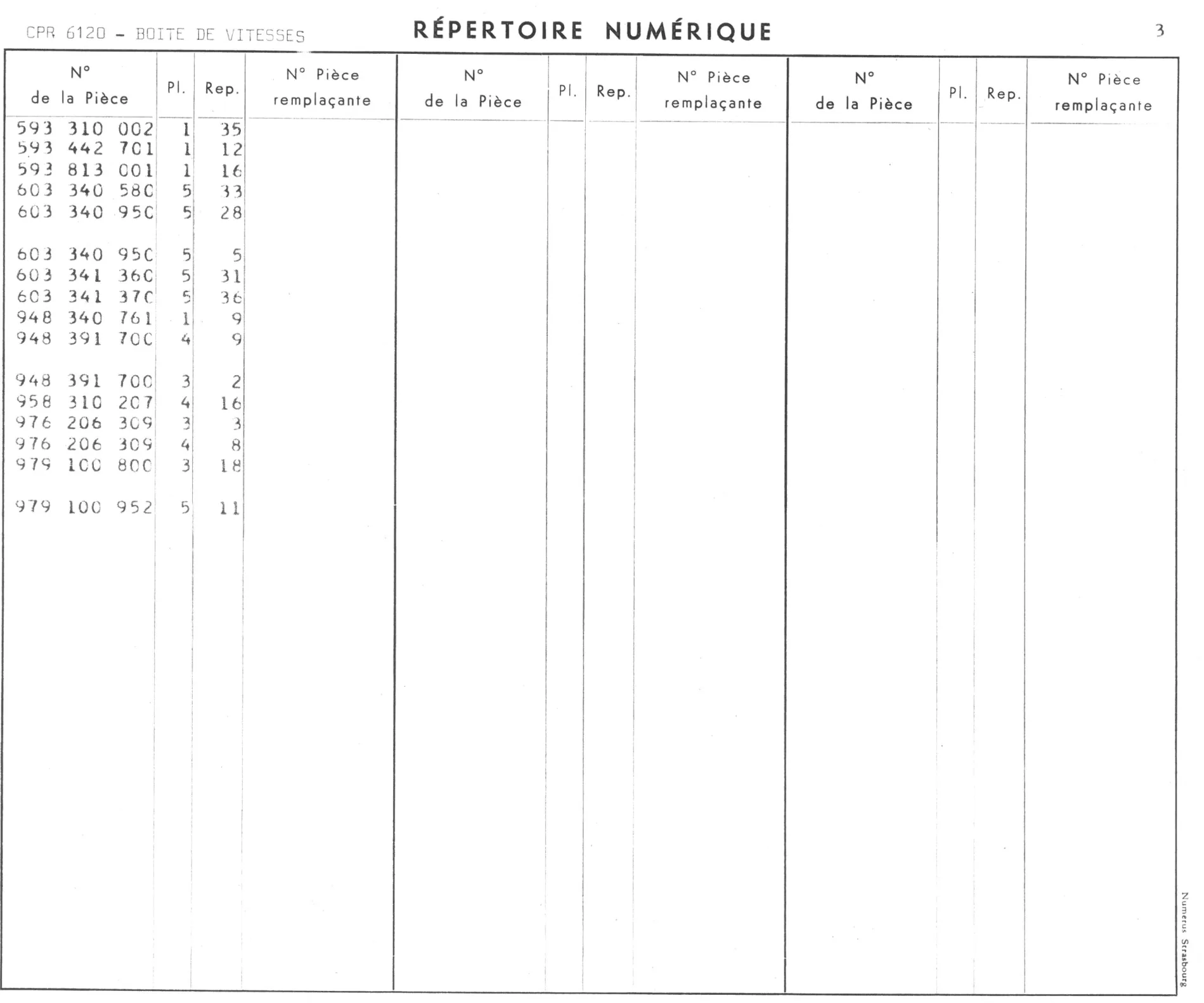 Repertoire Numerique - Boite de Vitesses, page 471 of 545 — 350-450-480-490-530 Diesel Spare Parts Catalogue, Tome I