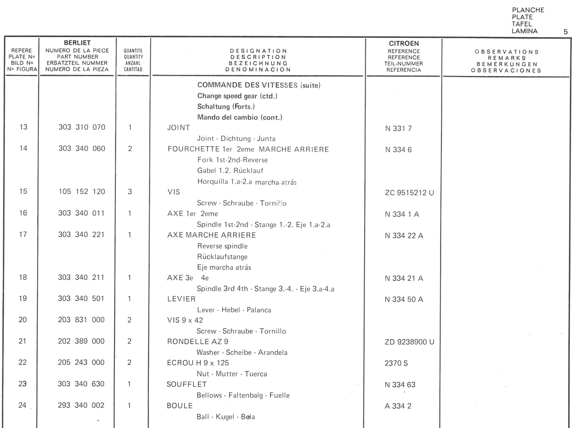 Planche 4: Arbre Intermediaire, page 491 of 545 — 350-450-480-490-530 Diesel Spare Parts Catalogue, Tome I