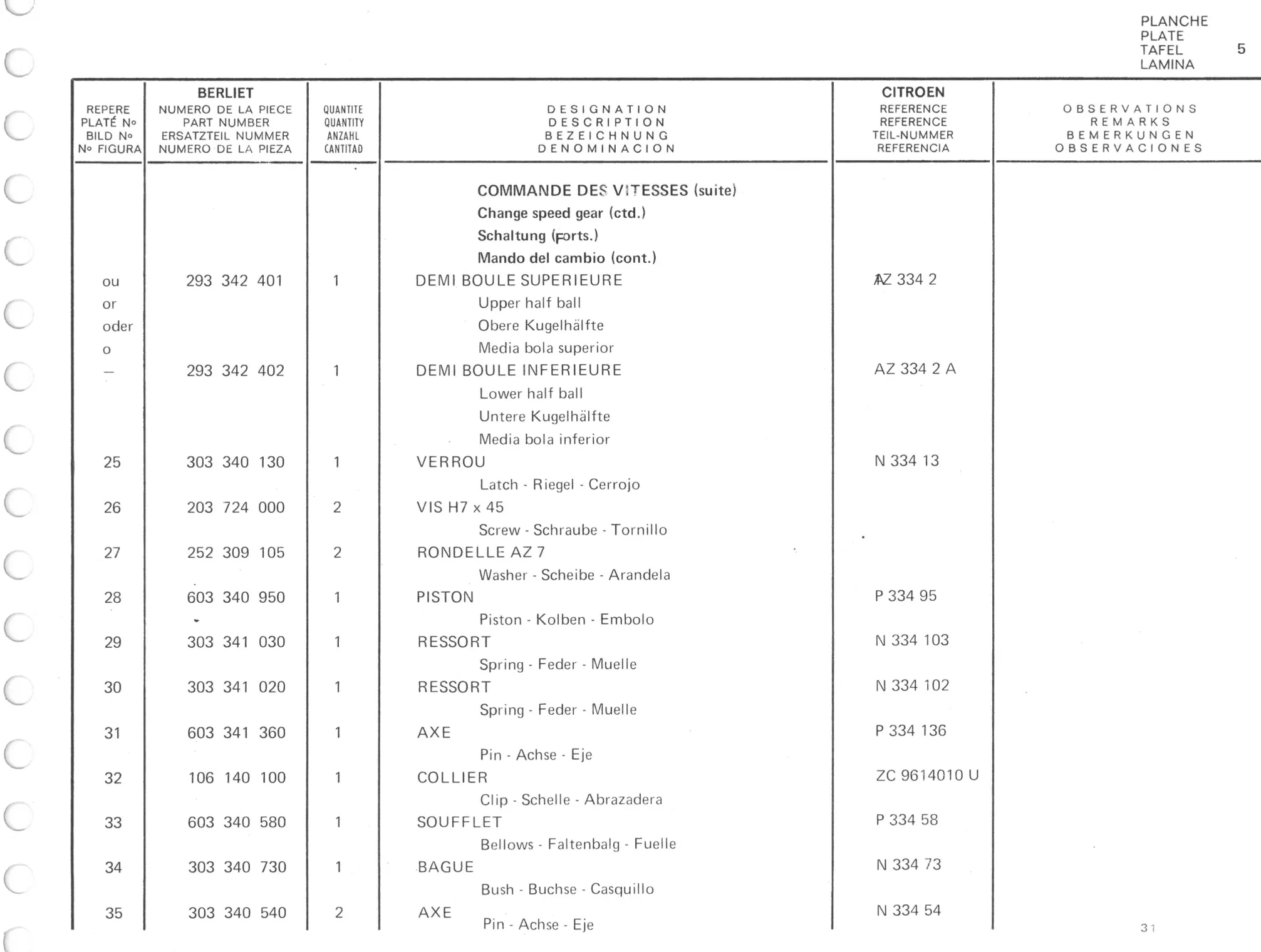 Planche 4: Arbre Intermediaire, page 492 of 545 — 350-450-480-490-530 Diesel Spare Parts Catalogue, Tome I