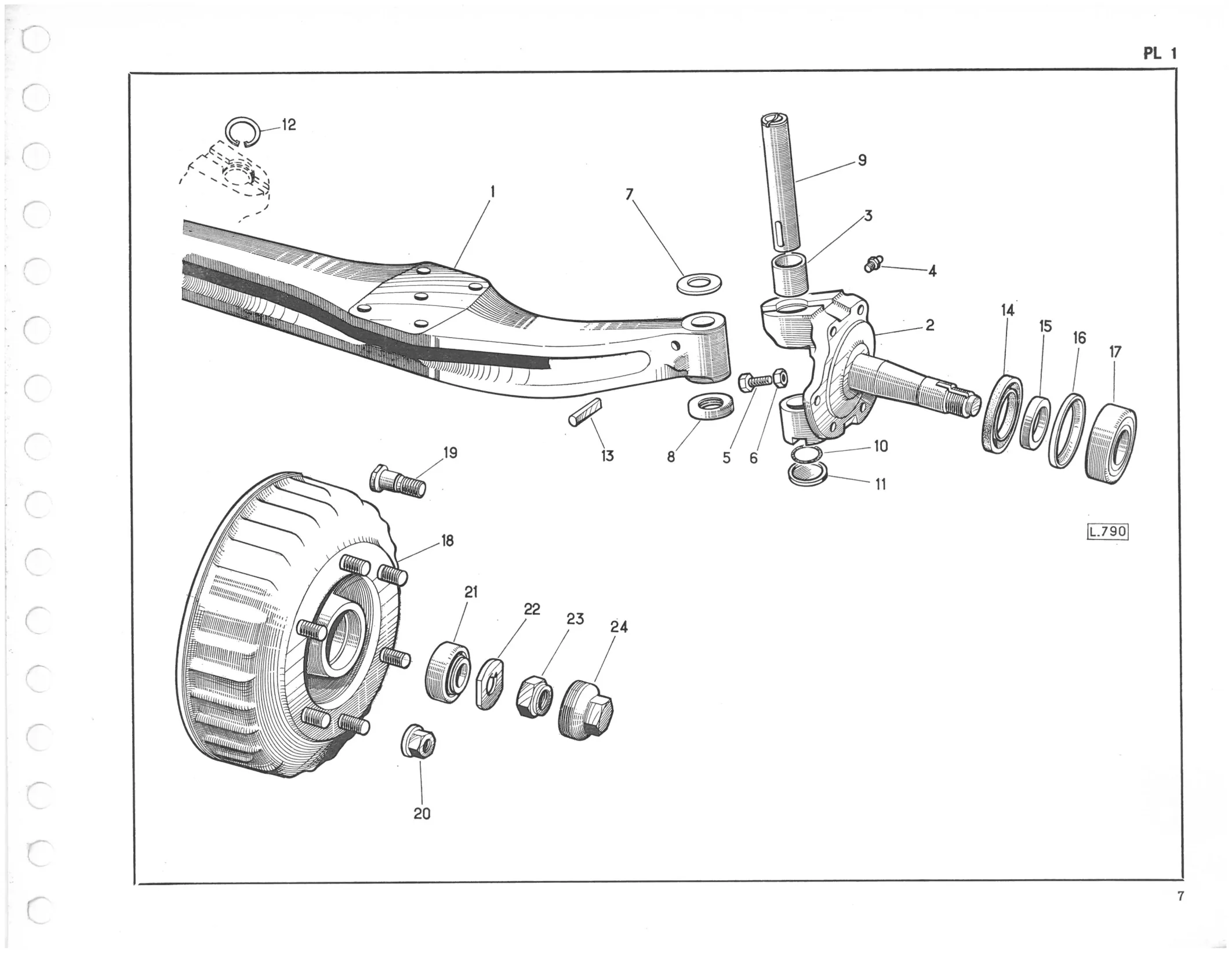 Planche 1: Corps D’Essieu Fusees Et Moyeux, page 507 of 545 — 350-450-480-490-530 Diesel Spare Parts Catalogue, Tome I