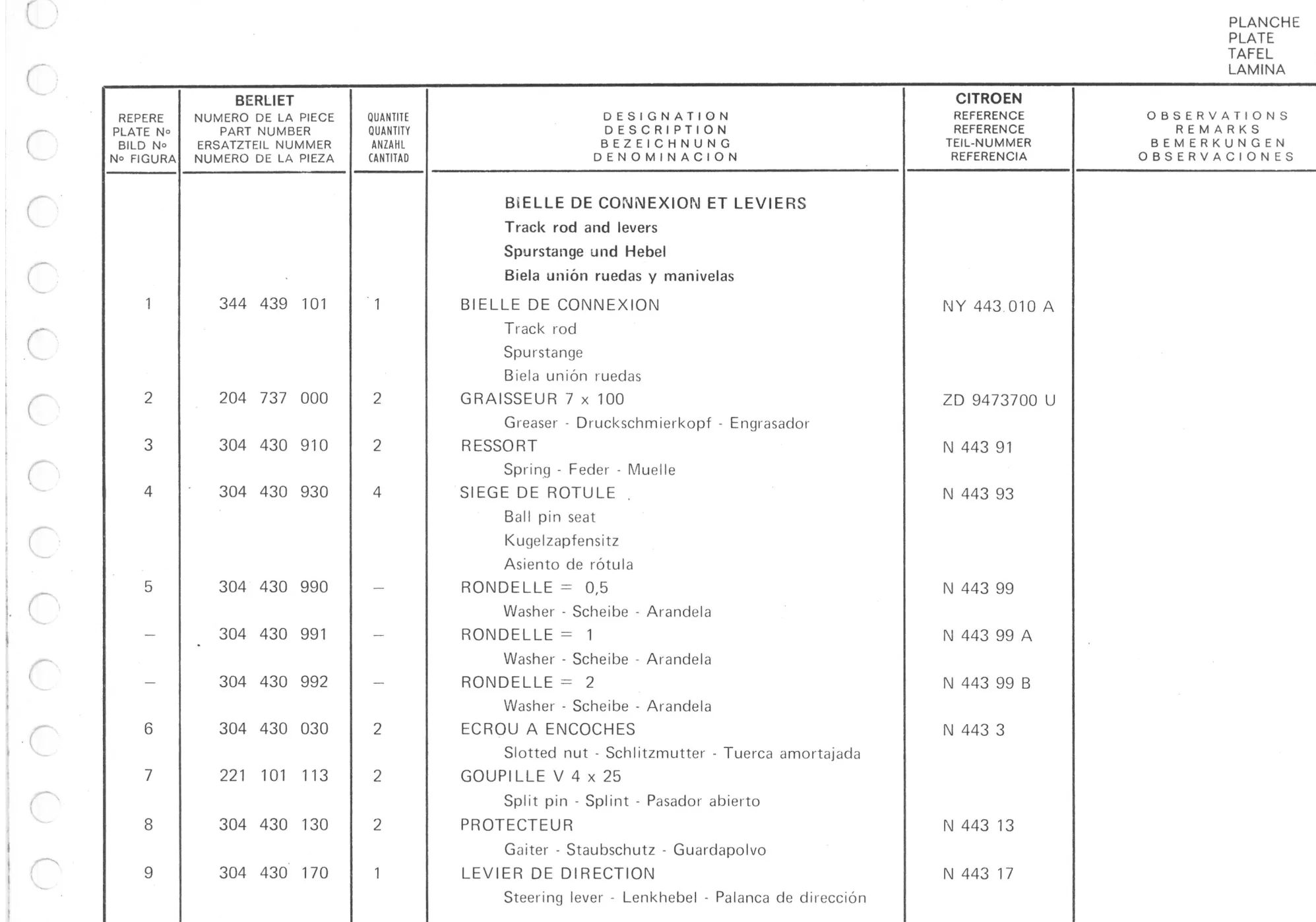 Planche 1: Corps D’Essieu Fusees Et Moyeux, page 508 of 545 — 350-450-480-490-530 Diesel Spare Parts Catalogue, Tome I
