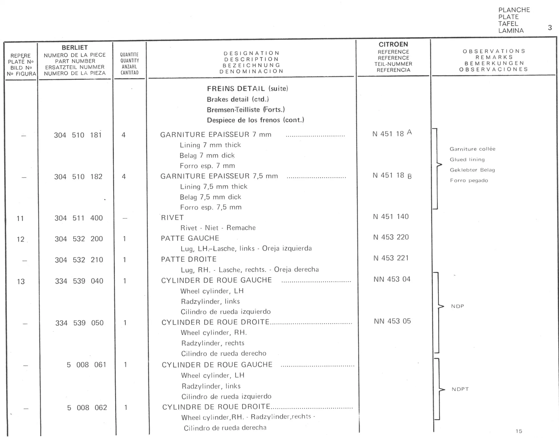 Planche 1: Corps D’Essieu Fusees Et Moyeux, page 513 of 545 — 350-450-480-490-530 Diesel Spare Parts Catalogue, Tome I