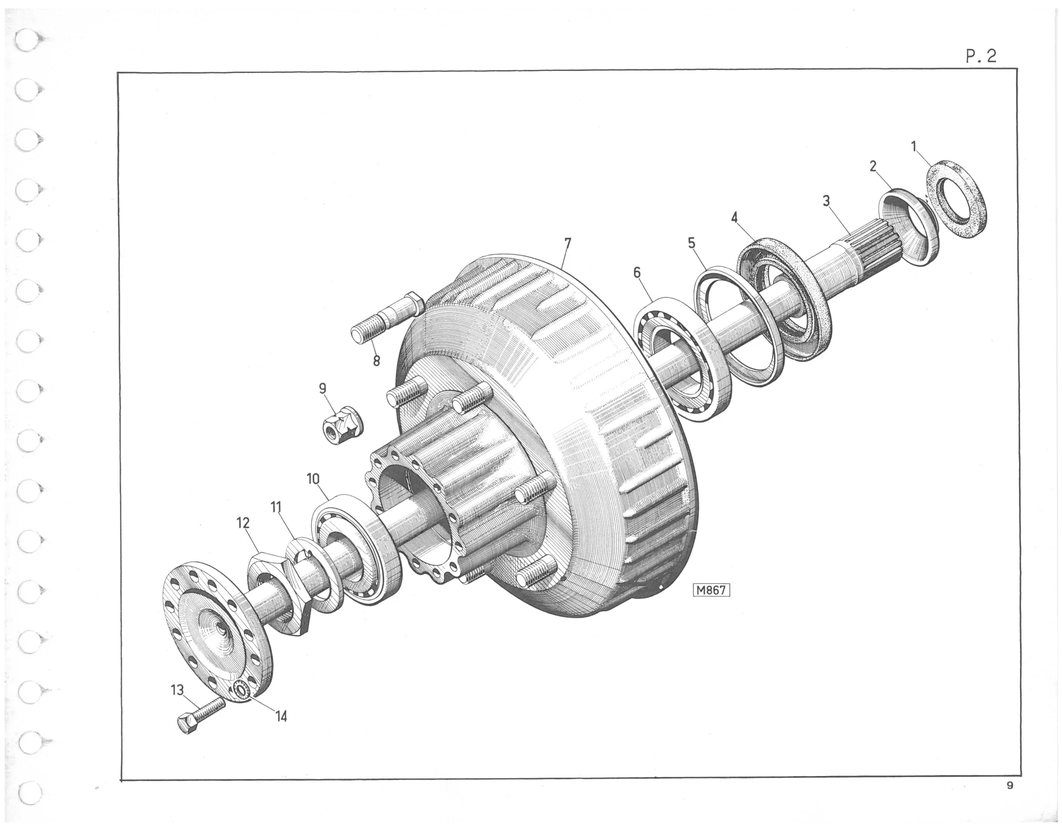 Planche 2: Moyeux Tambour Et Arbre De Roue, page 529 of 545 — 350-450-480-490-530 Diesel Spare Parts Catalogue, Tome I