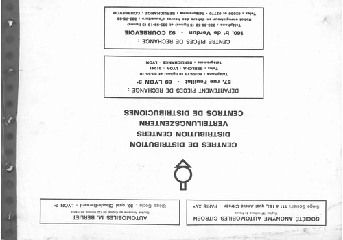 Distribution Centres, page 3 — 350-450-480-490-530 Diesel Spare Parts Catalogue, Tome I