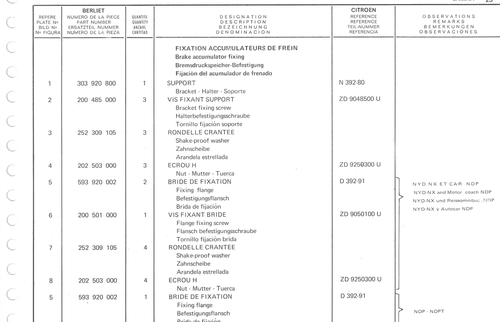 Planche 17: Fixation Accumulateurs Et Conjoncteur De, page 165 — 350-450-480-490-530 Diesel Spare Parts Catalogue, Tome I