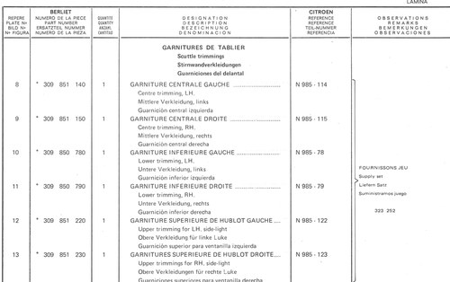 Planche 37: Glaces: De Cabine, page 277 — 350-450-480-490-530 Diesel Spare Parts Catalogue, Tome I