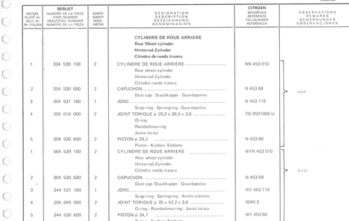 Planche 6: Detail Cylindre De Roue, page 543 — 350-450-480-490-530 Diesel Spare Parts Catalogue, Tome I