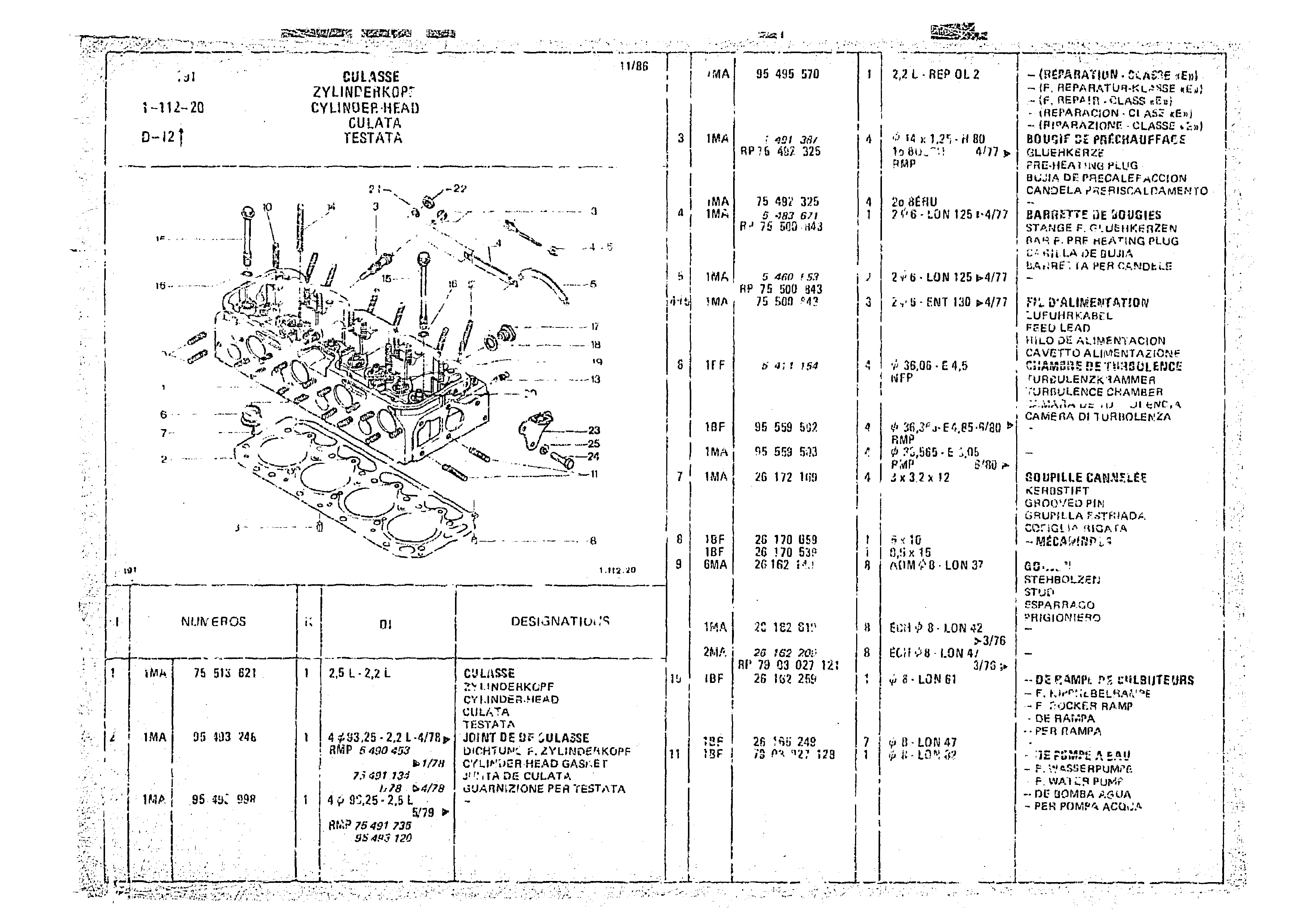 Cylinder Head, page 42 of 966 — CX Parts Catalogue — 1974–1979