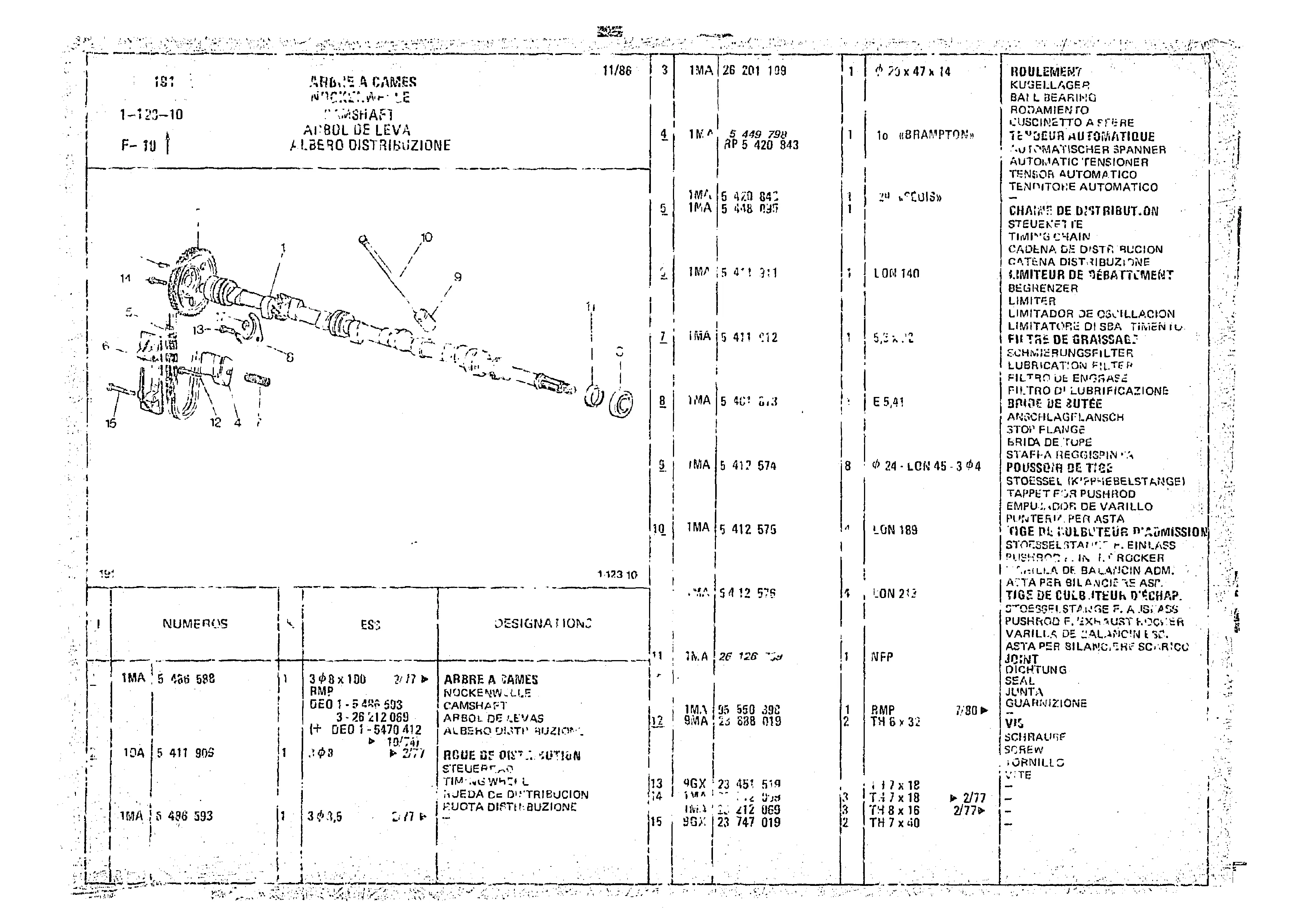 Camshaft, page 70 of 966 — CX Parts Catalogue — 1974–1979