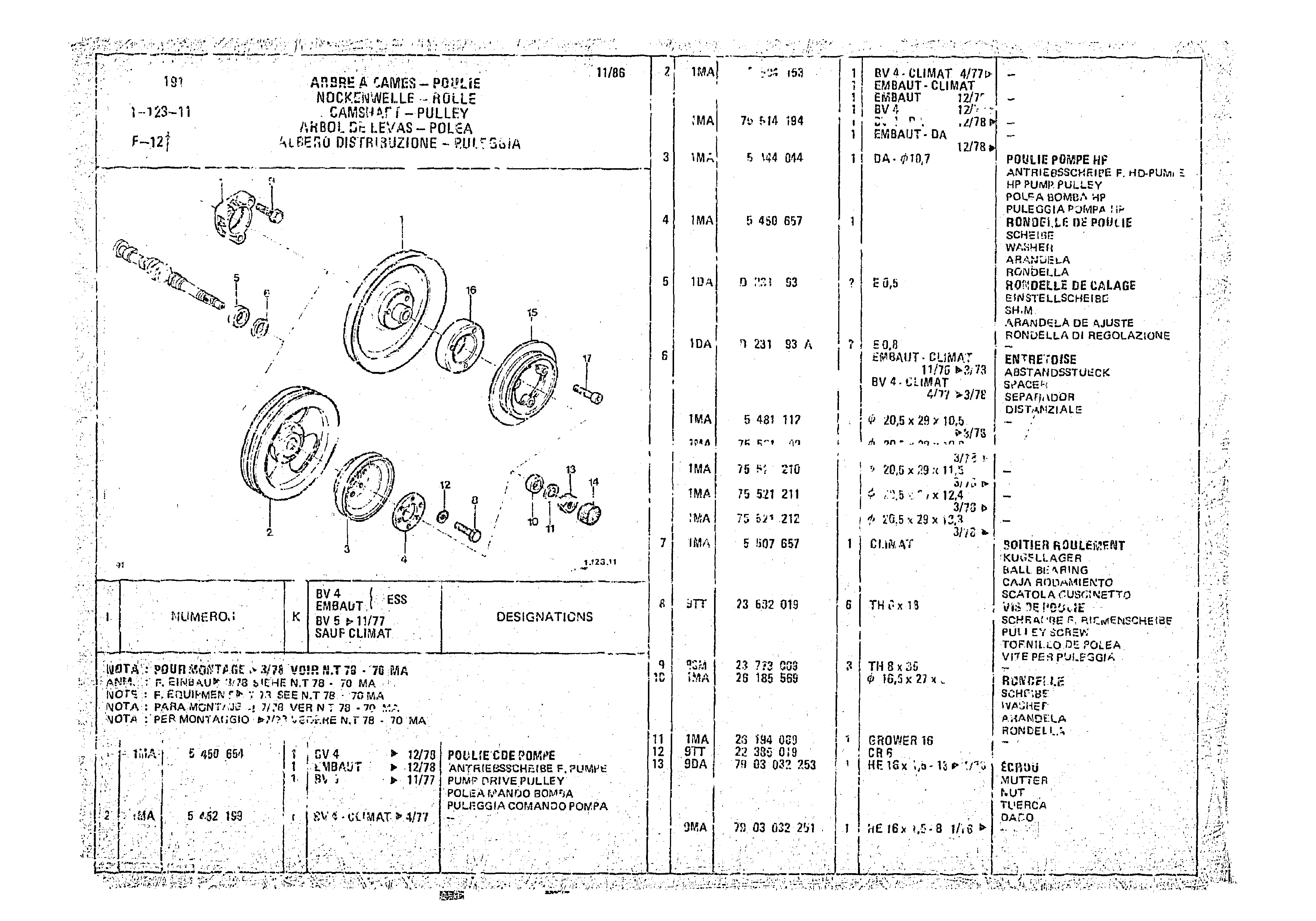 Camshaft, page 72 of 966 — CX Parts Catalogue — 1974–1979