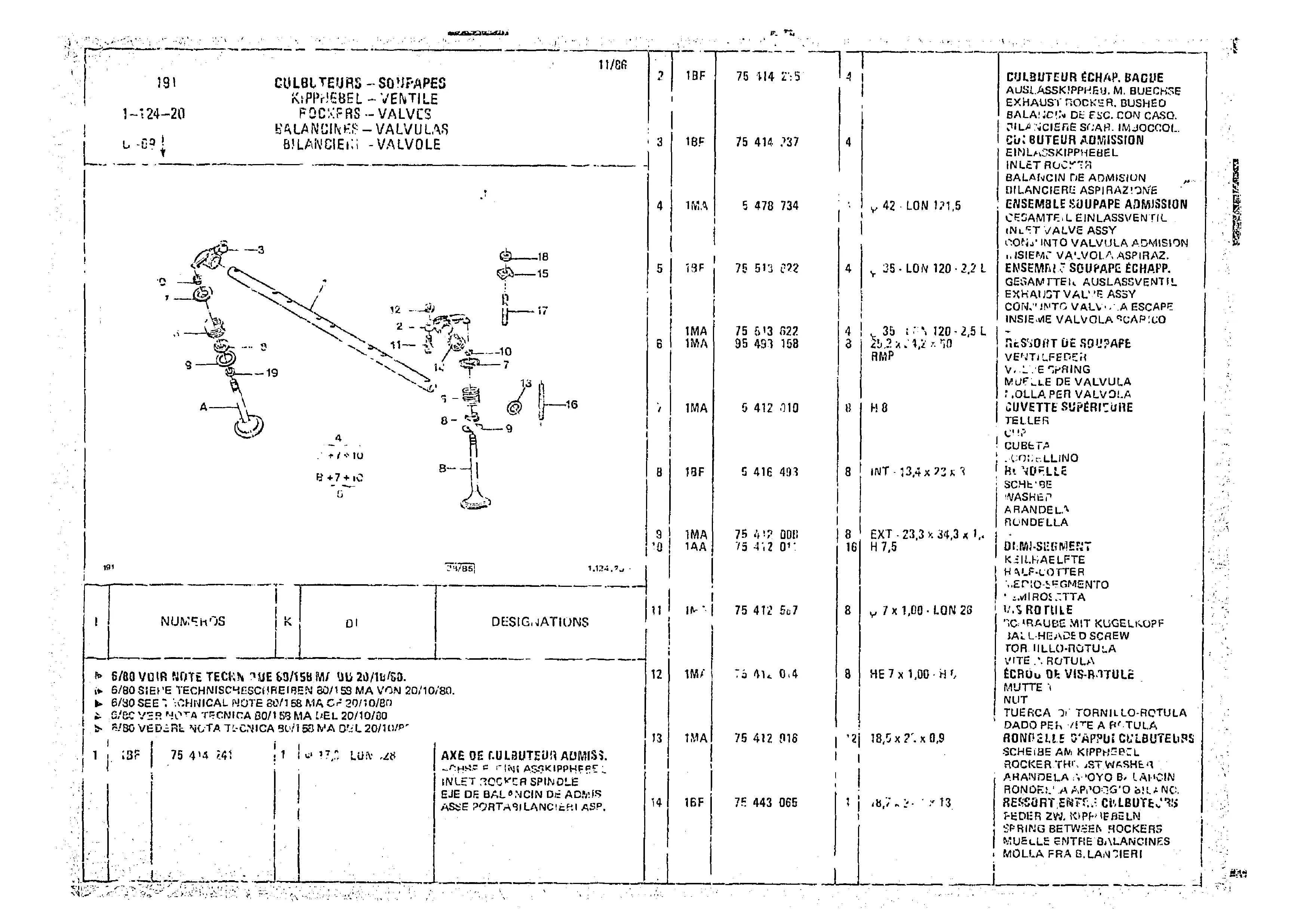 Rockers Valves, page 82 of 966 — CX Parts Catalogue — 1974–1979