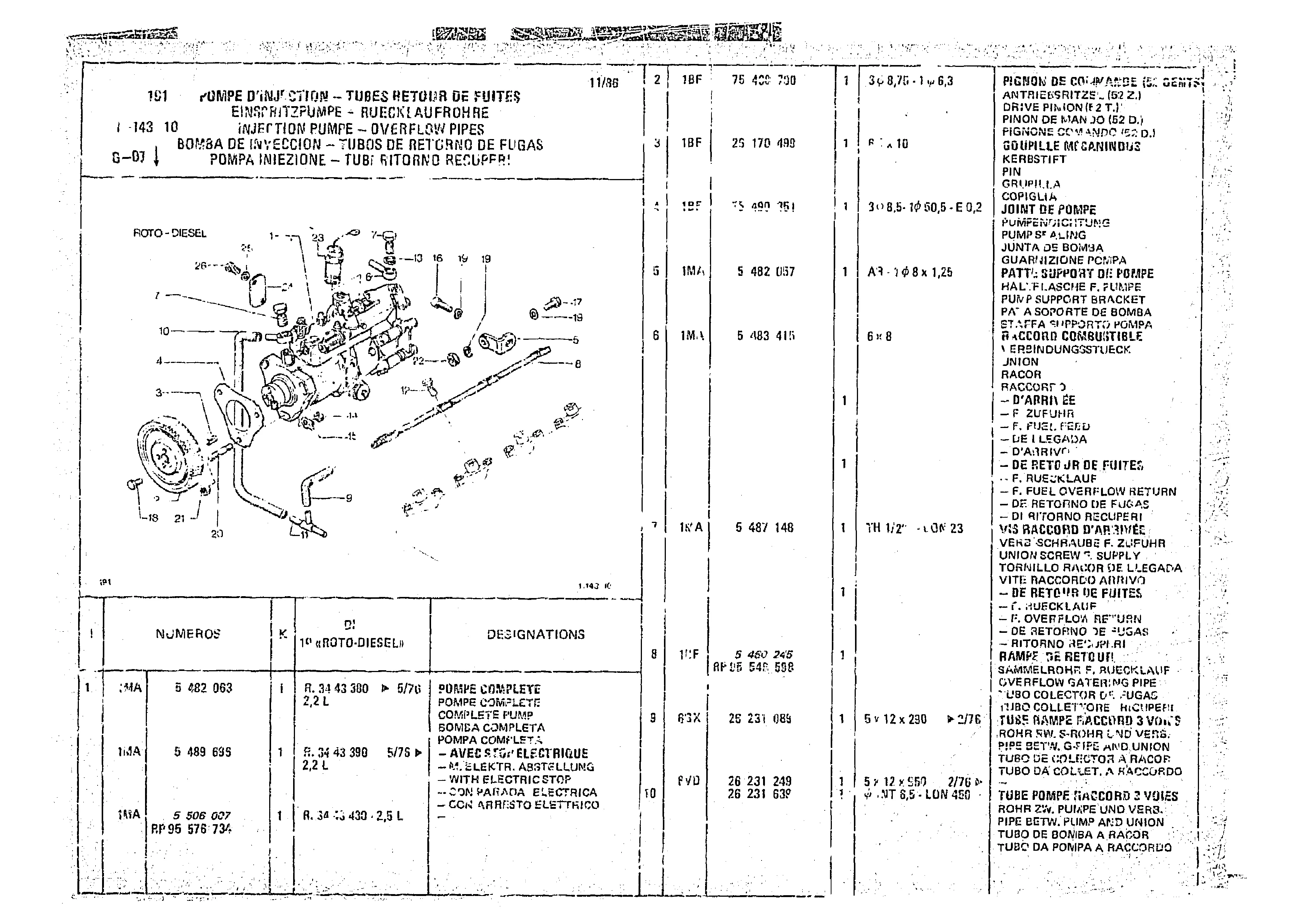 Injection Pump-Overflow Pipes, page 84 of 966 — CX Parts Catalogue — 1974–1979