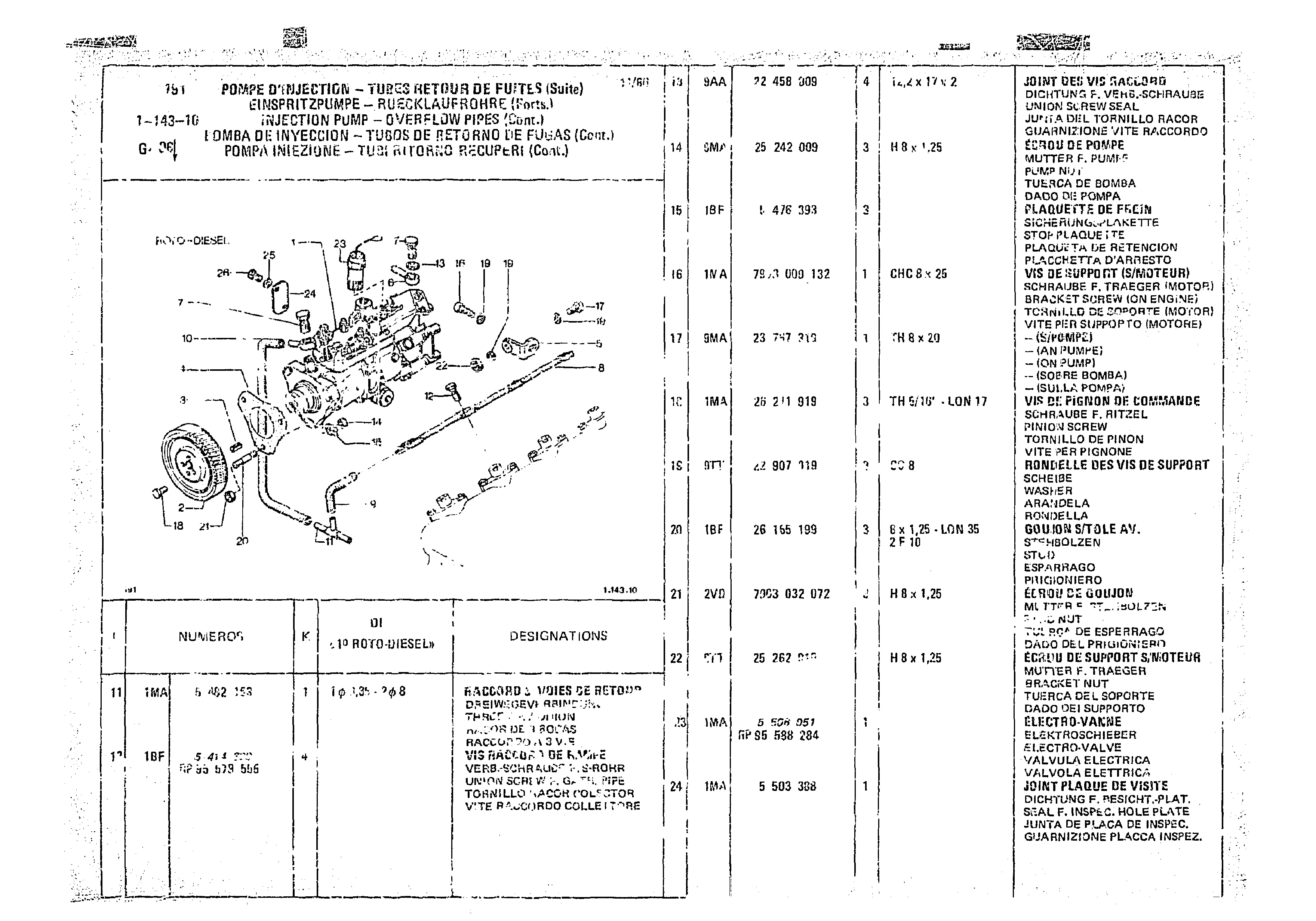 Injection Pump-Overflow Pipes, page 85 of 966 — CX Parts Catalogue — 1974–1979