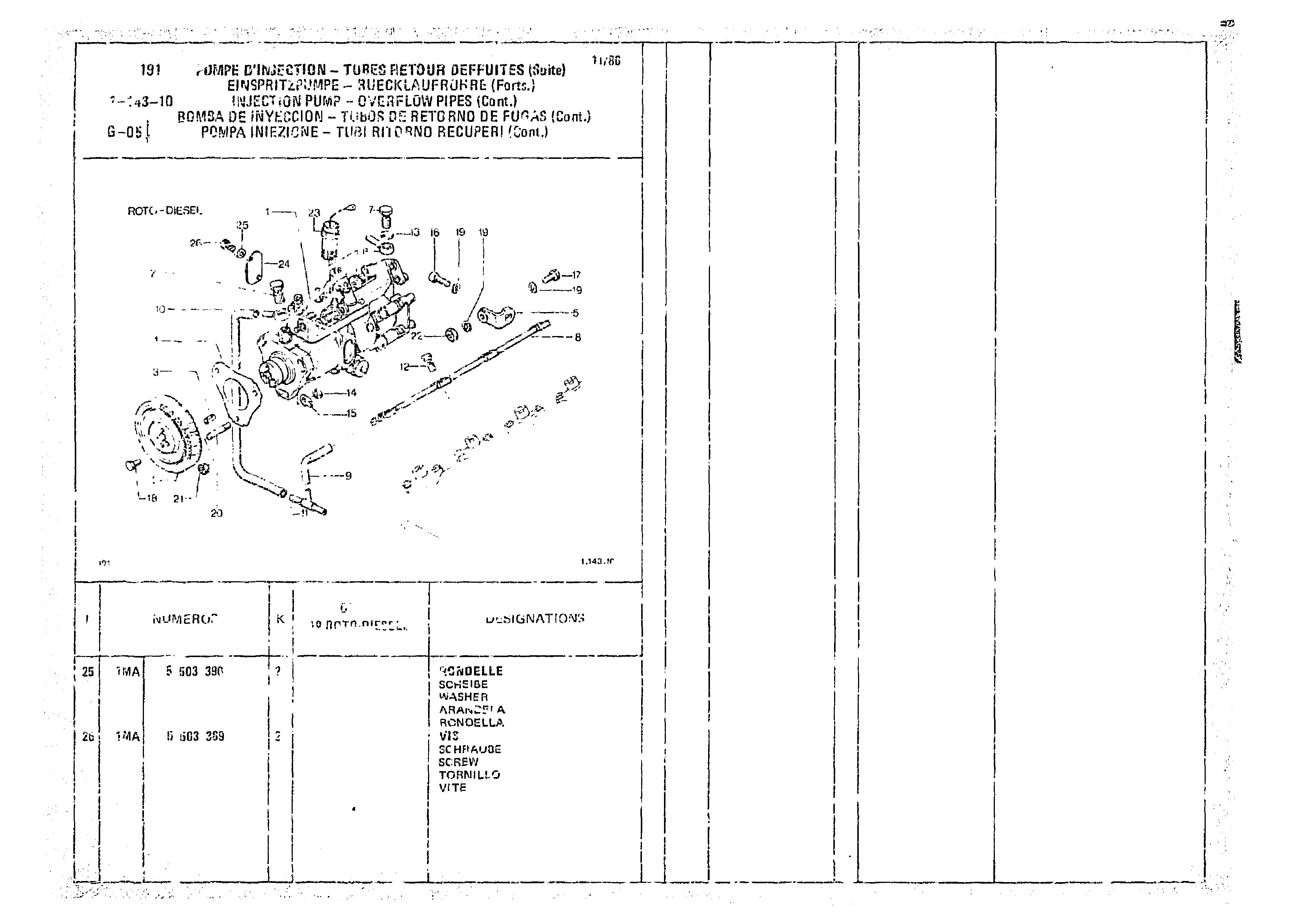Injection Pump-Overflow Pipes, page 86 of 966 — CX Parts Catalogue — 1974–1979