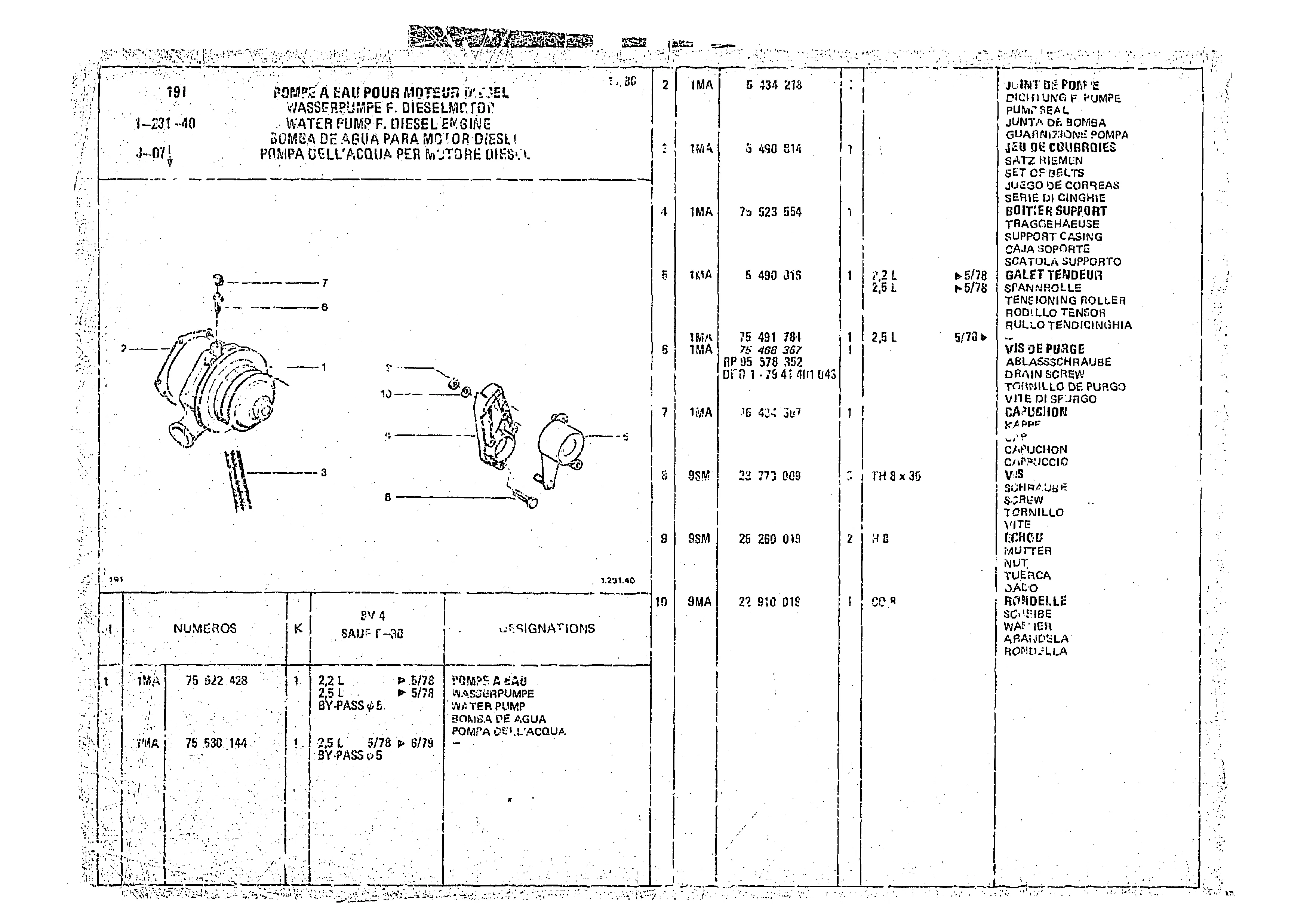 Water Pump Diesel Engine, page 114 of 966 — CX Parts Catalogue — 1974–1979