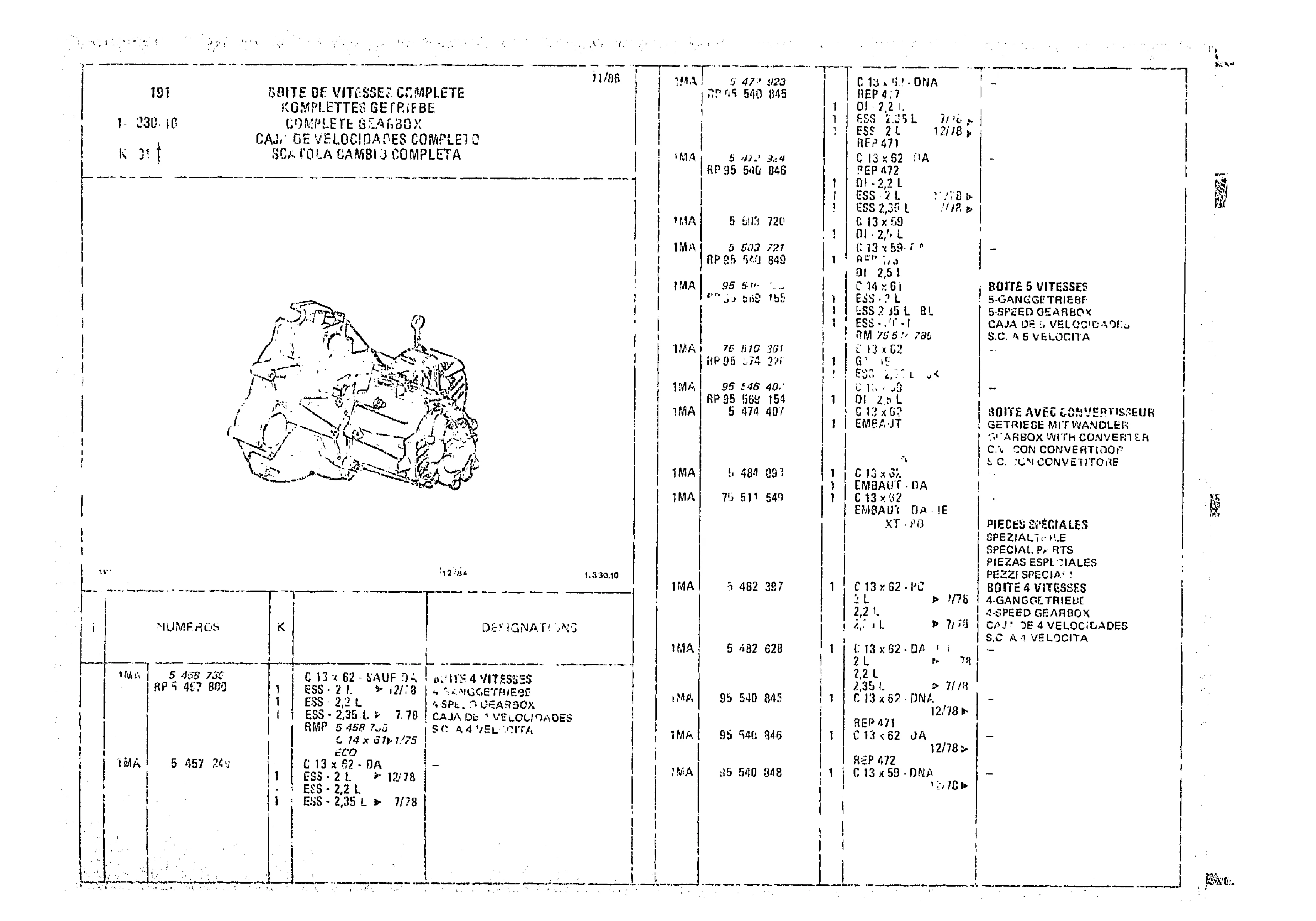 Complete Gearbox, page 121 of 966 — CX Parts Catalogue — 1974–1979