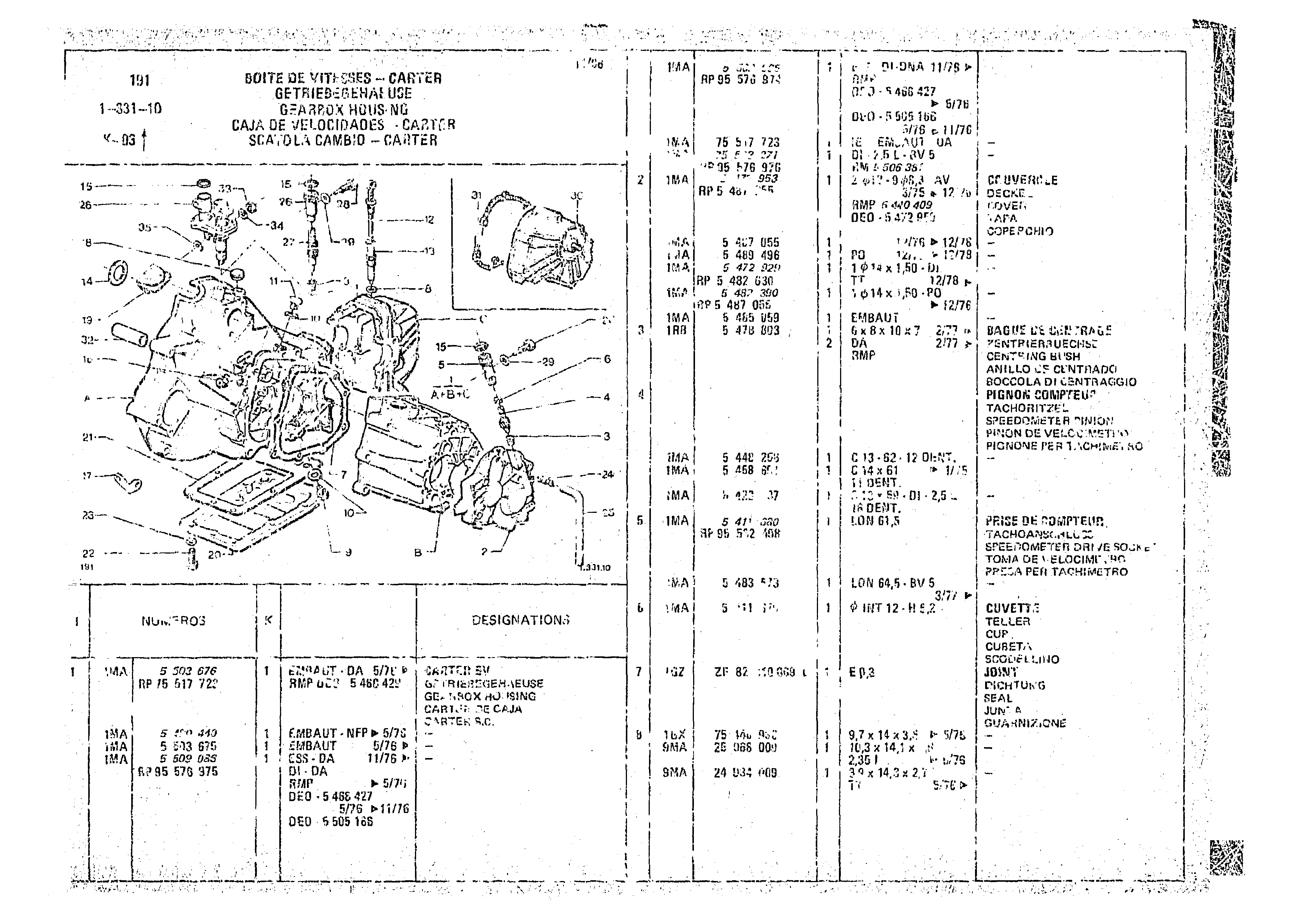 Gearbox Housing, page 123 of 966 — CX Parts Catalogue — 1974–1979
