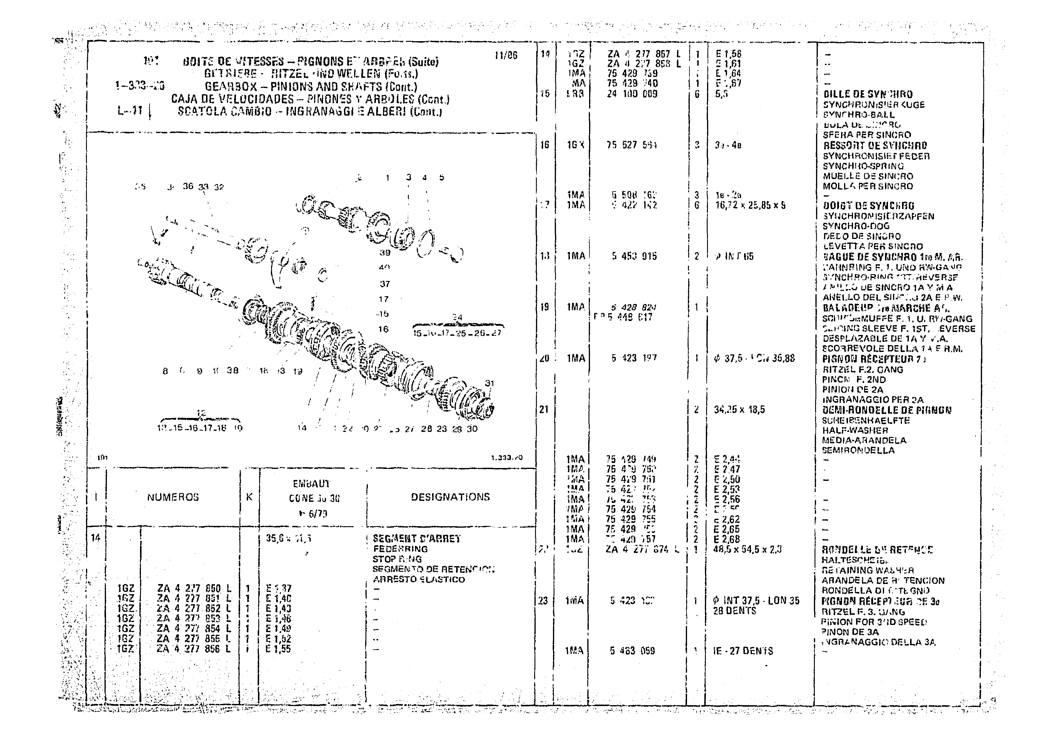 Gearbox-Pinions And Shafts, page 140 of 966 — CX Parts Catalogue — 1974–1979