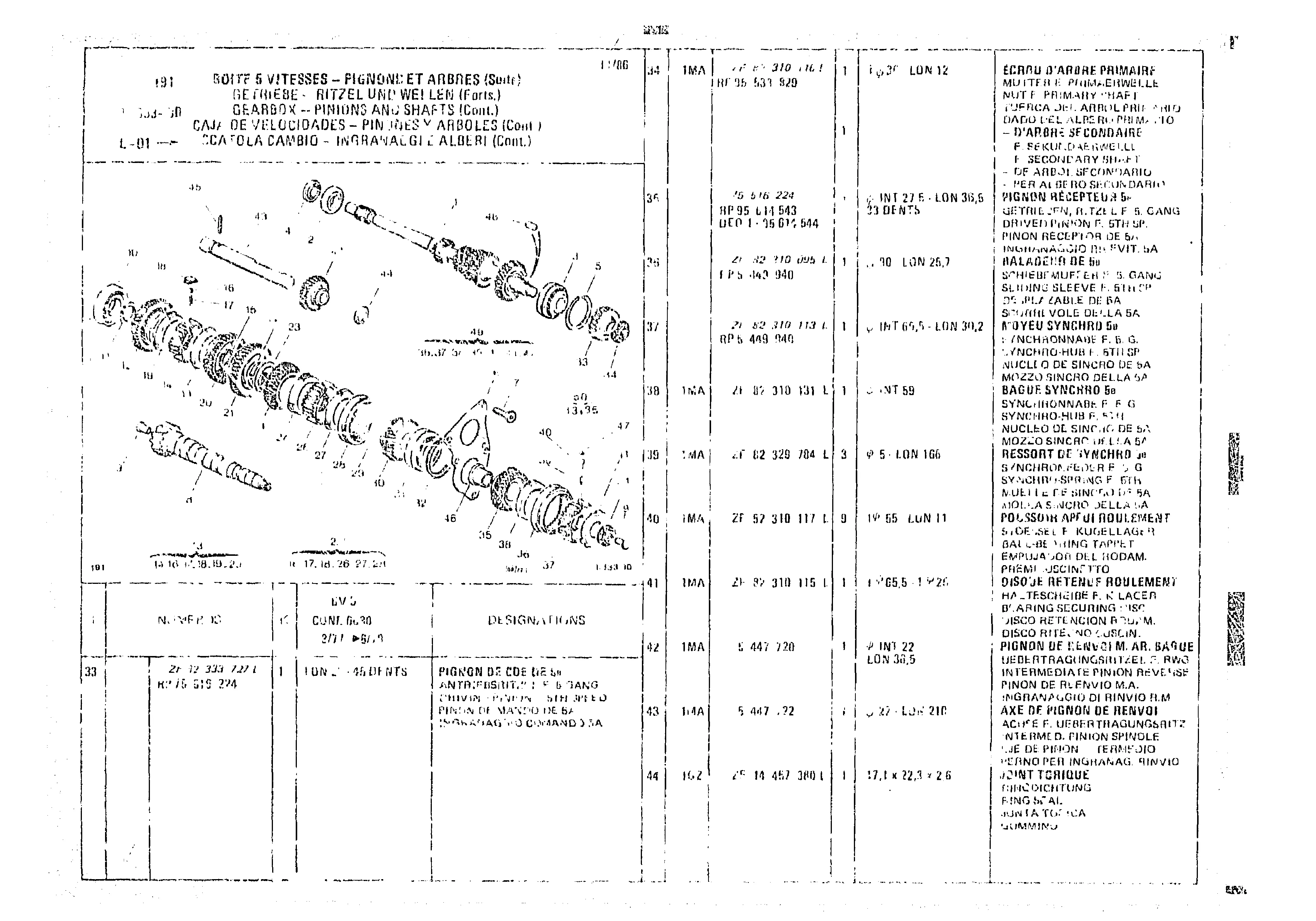 Gearbox-Pinions And Shafts, page 150 of 966 — CX Parts Catalogue — 1974–1979