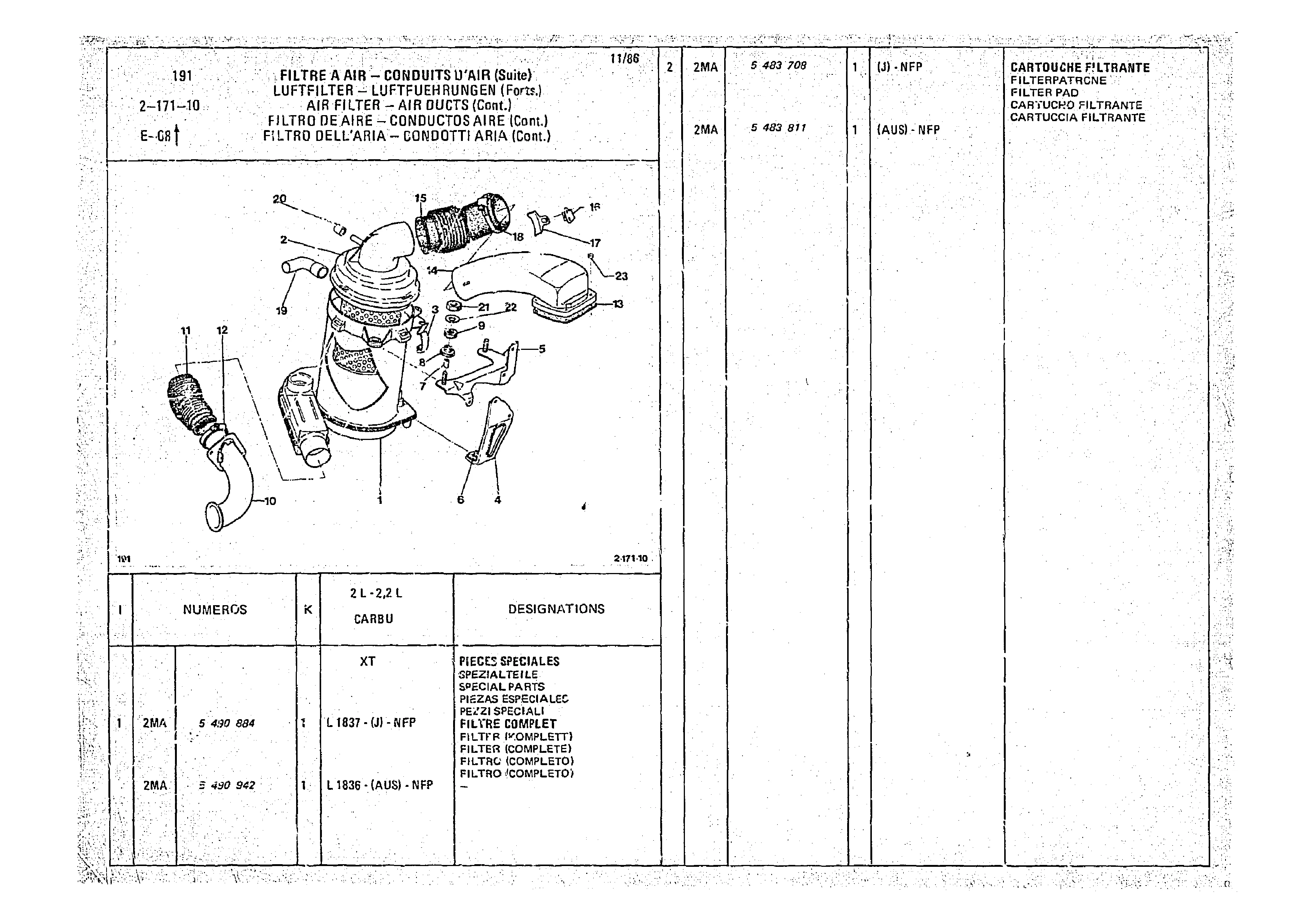 Air Filter - Air Ducts, page 277 of 966 — CX Parts Catalogue — 1974–1979