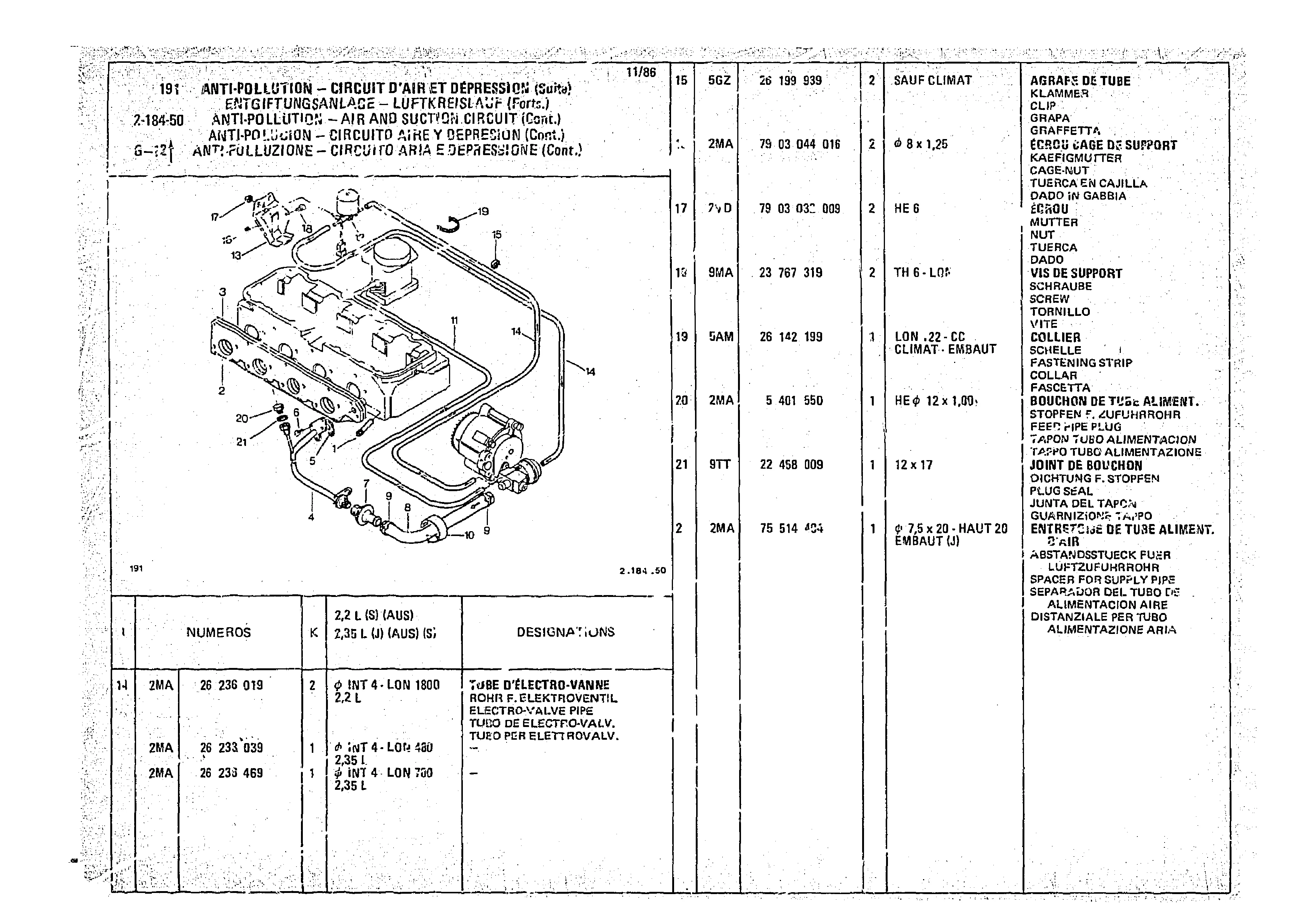 Antipollution - Air And Suction Circuit, page 311 of 966 — CX Parts Catalogue — 1974–1979