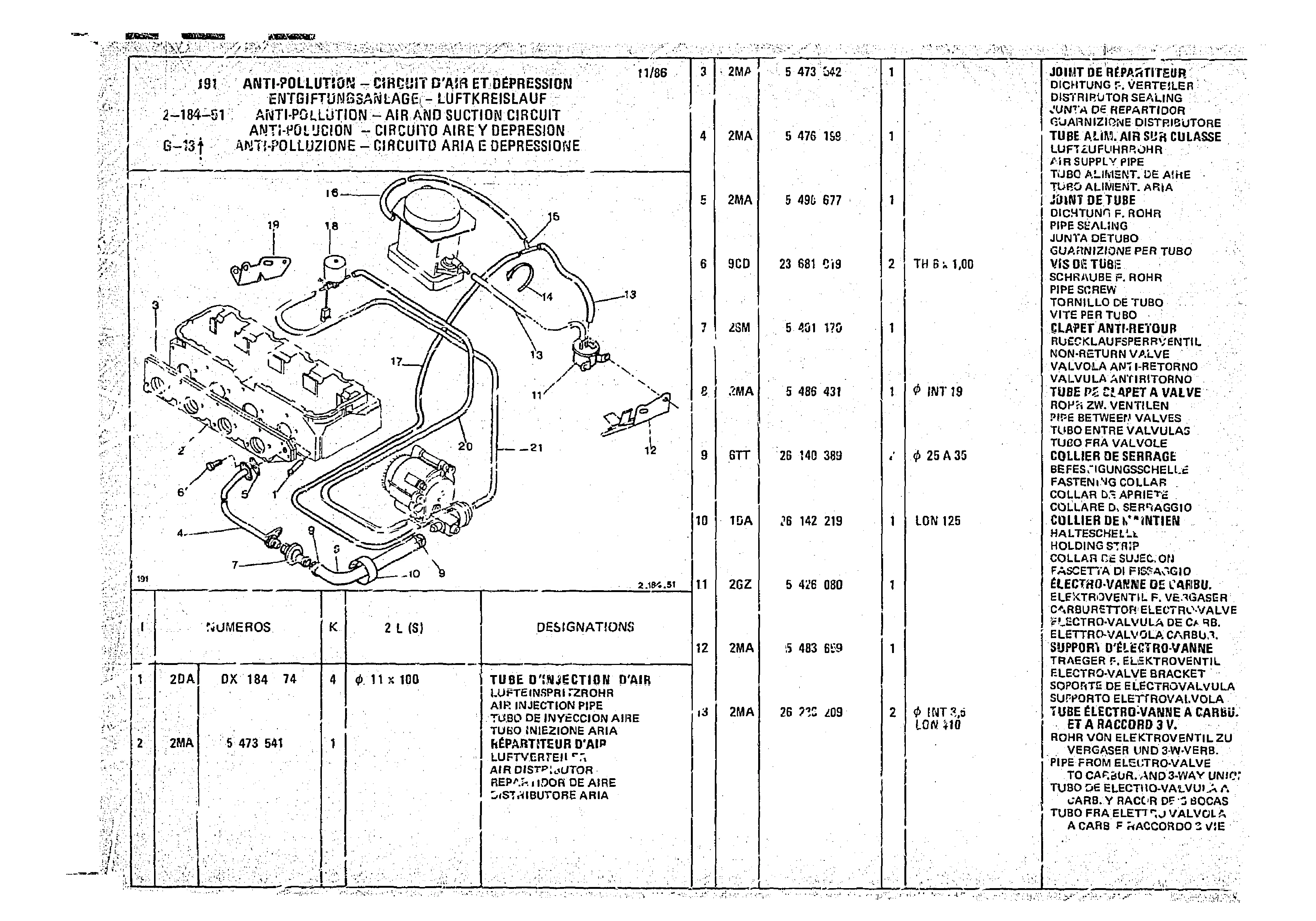 Antipollution - Air And Suction Circuit, page 312 of 966 — CX Parts Catalogue — 1974–1979