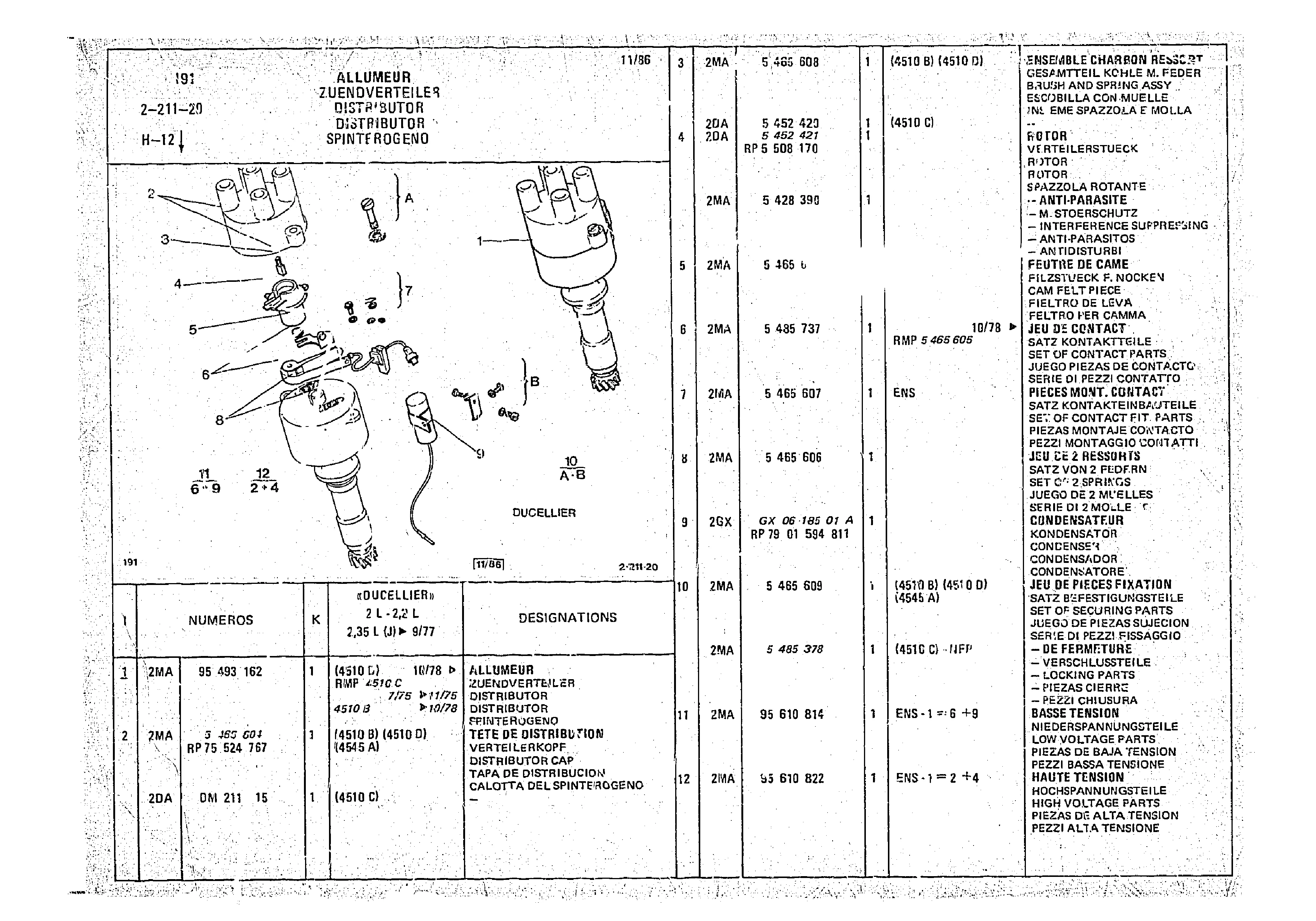 Distributor, page 318 of 966 — CX Parts Catalogue — 1974–1979