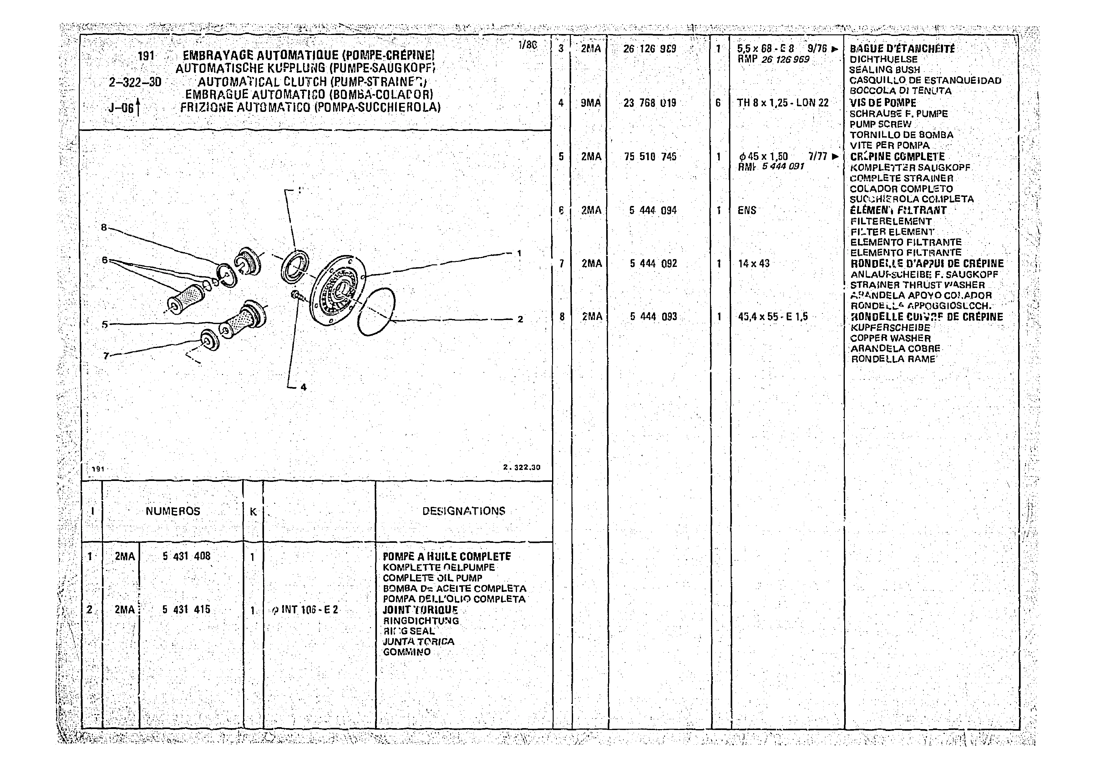 Automatic Clutch (pump Strainer), page 335 of 966 — CX Parts Catalogue — 1974–1979