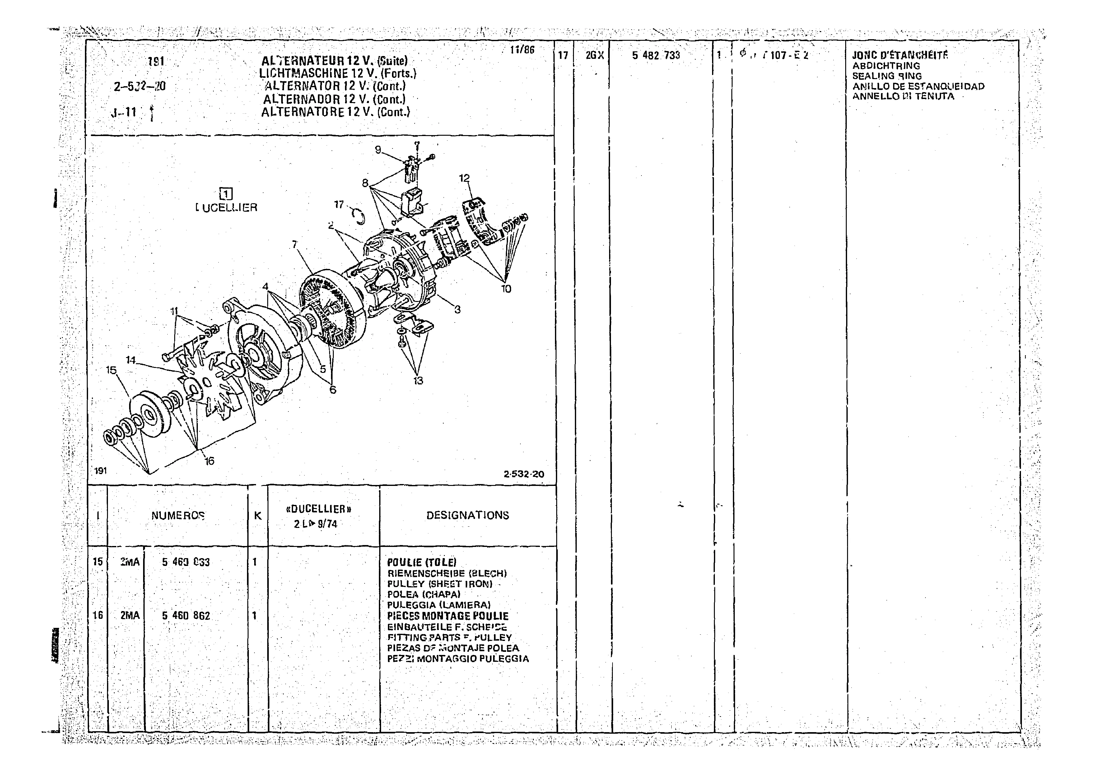 Alternator 12V, page 340 of 966 — CX Parts Catalogue — 1974–1979