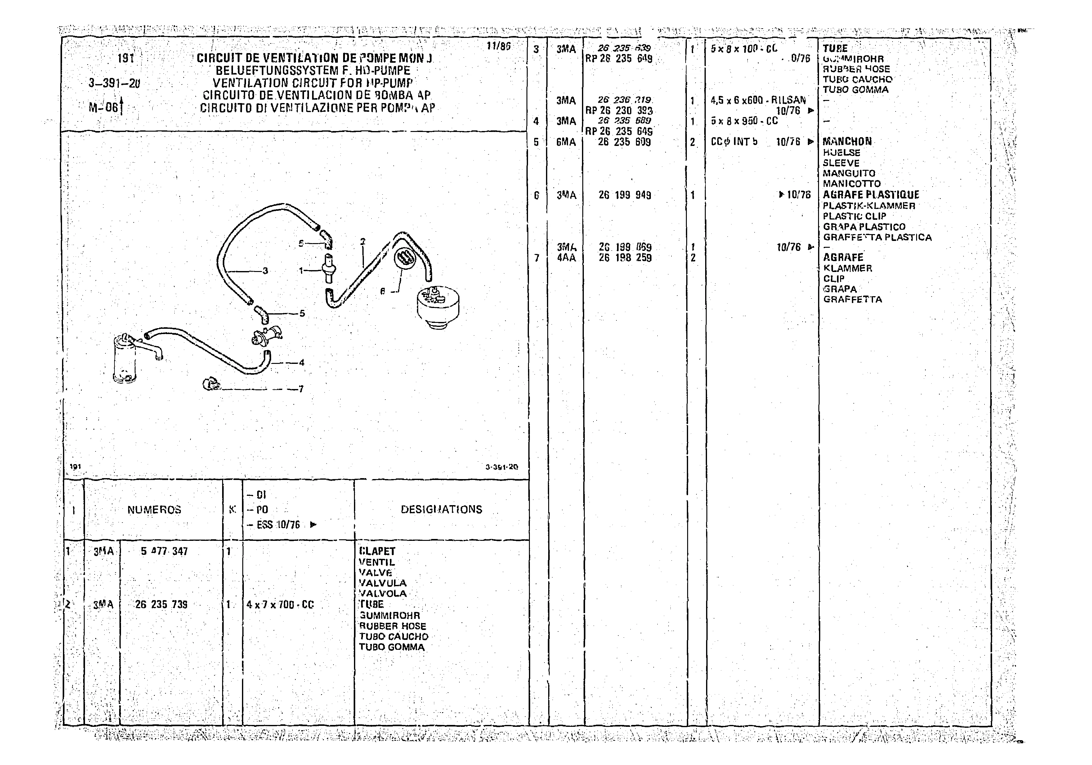 Ventilation Circuit For HP Pump, page 364 of 966 — CX Parts Catalogue — 1974–1979