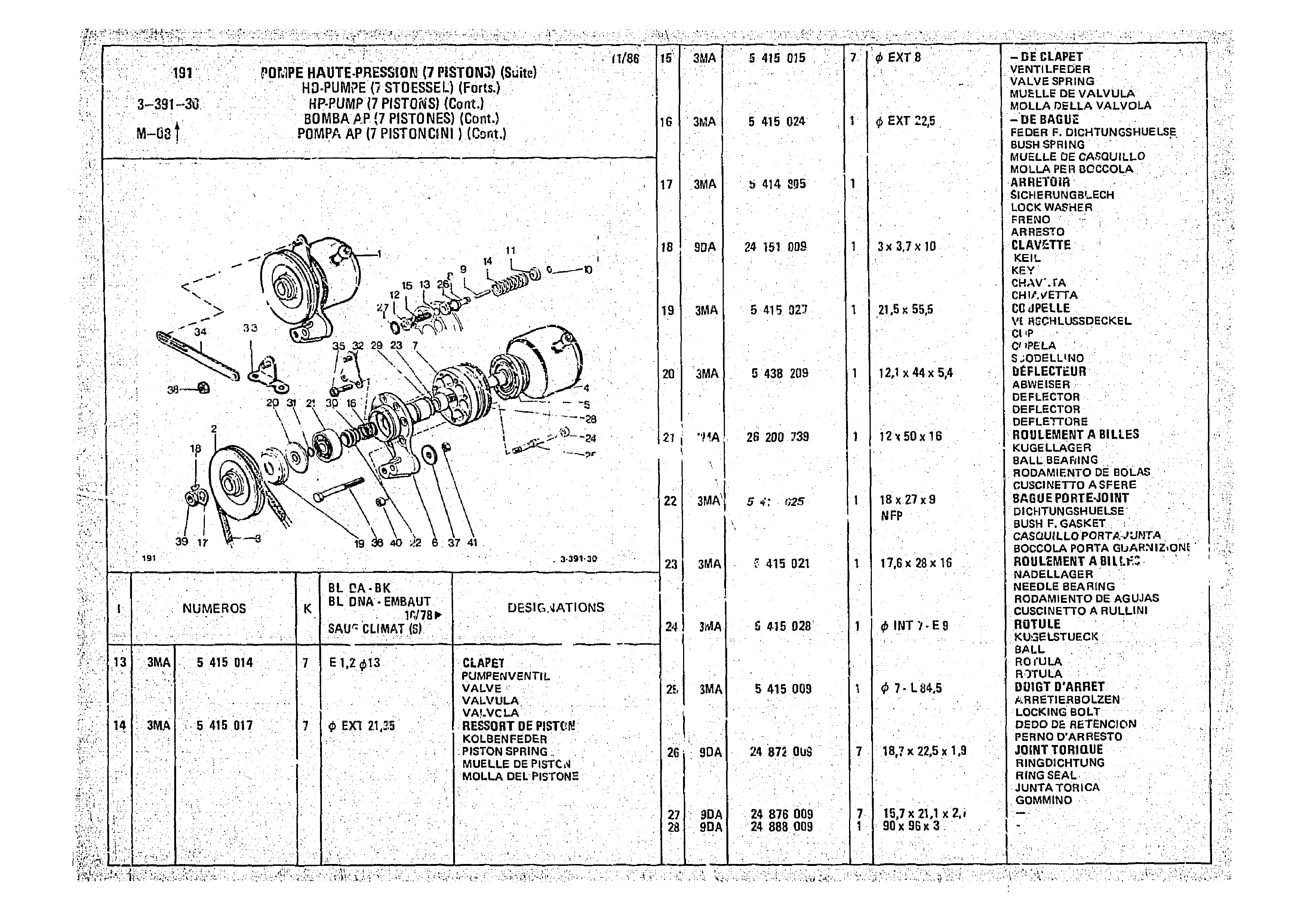 HP-Pump (7Pistons), page 366 of 966 — CX Parts Catalogue — 1974–1979