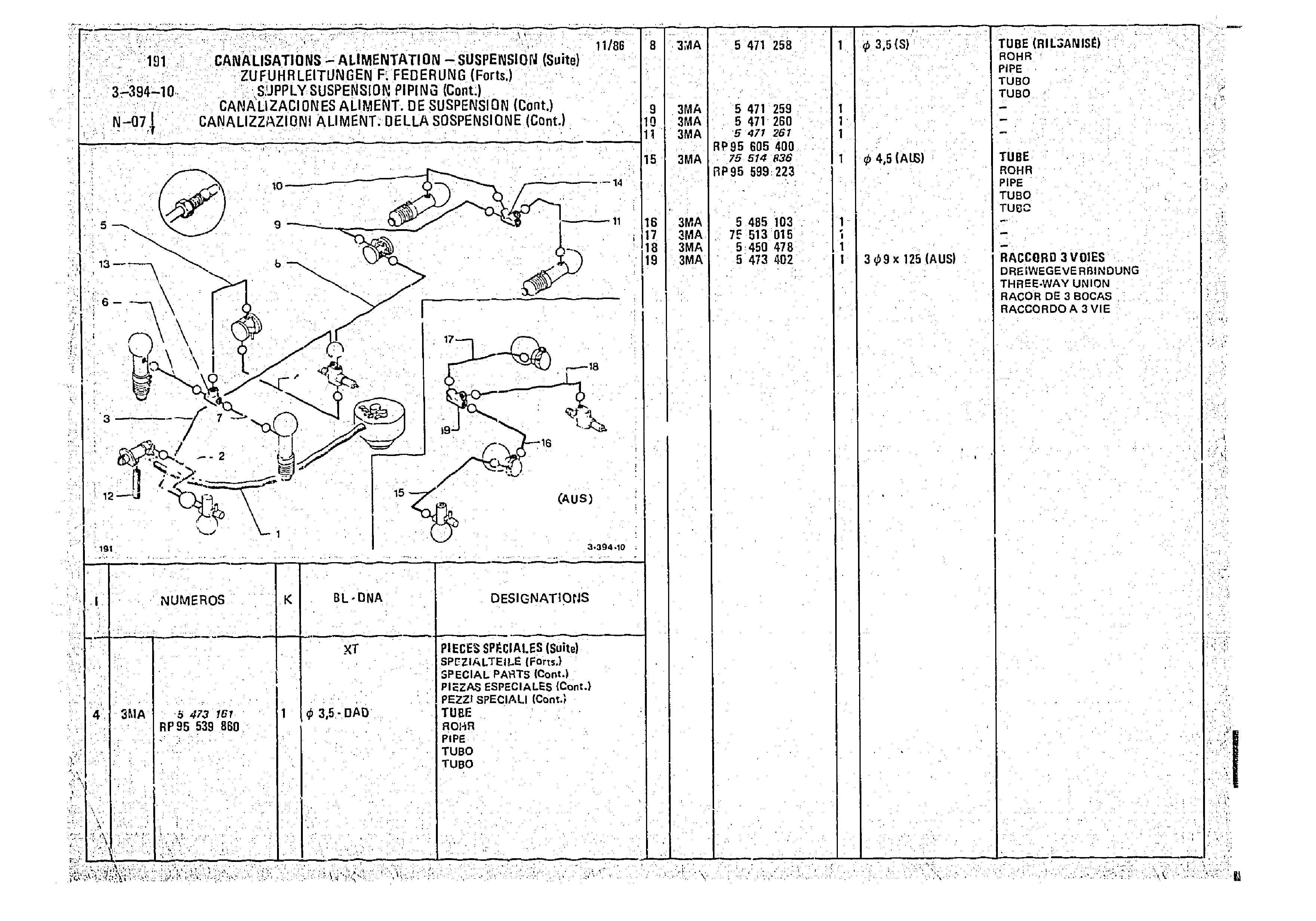 Suspension Piping, page 382 of 966 — CX Parts Catalogue — 1974–1979
