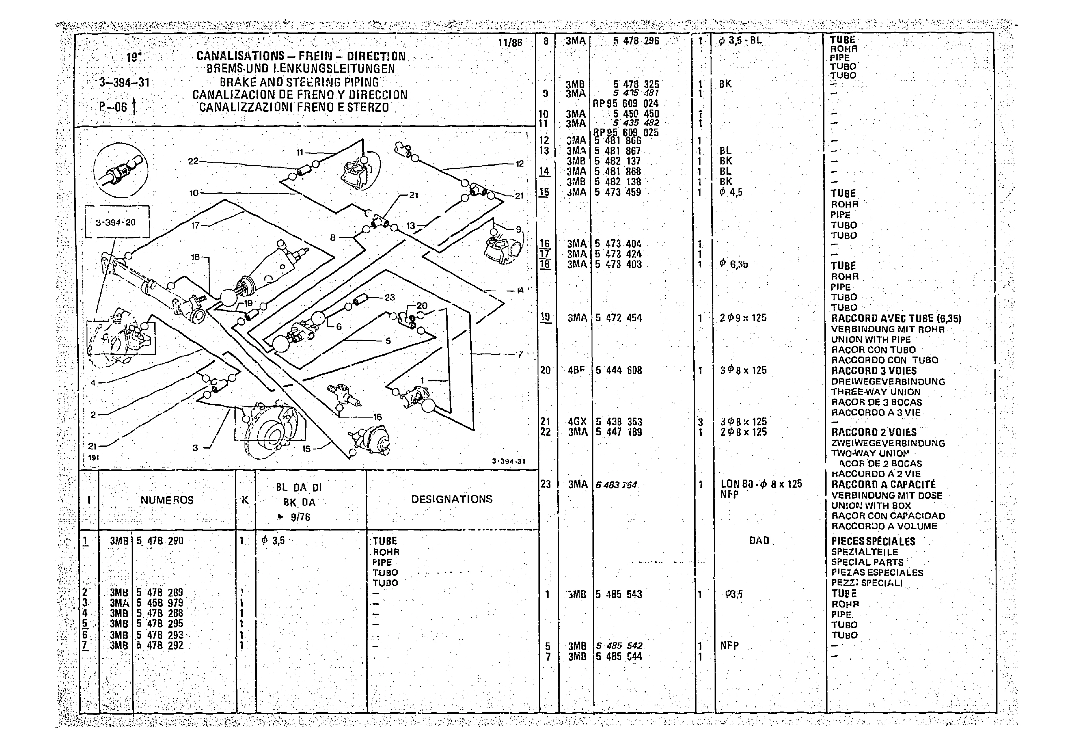Brake And Steering Piping, page 394 of 966 — CX Parts Catalogue — 1974–1979