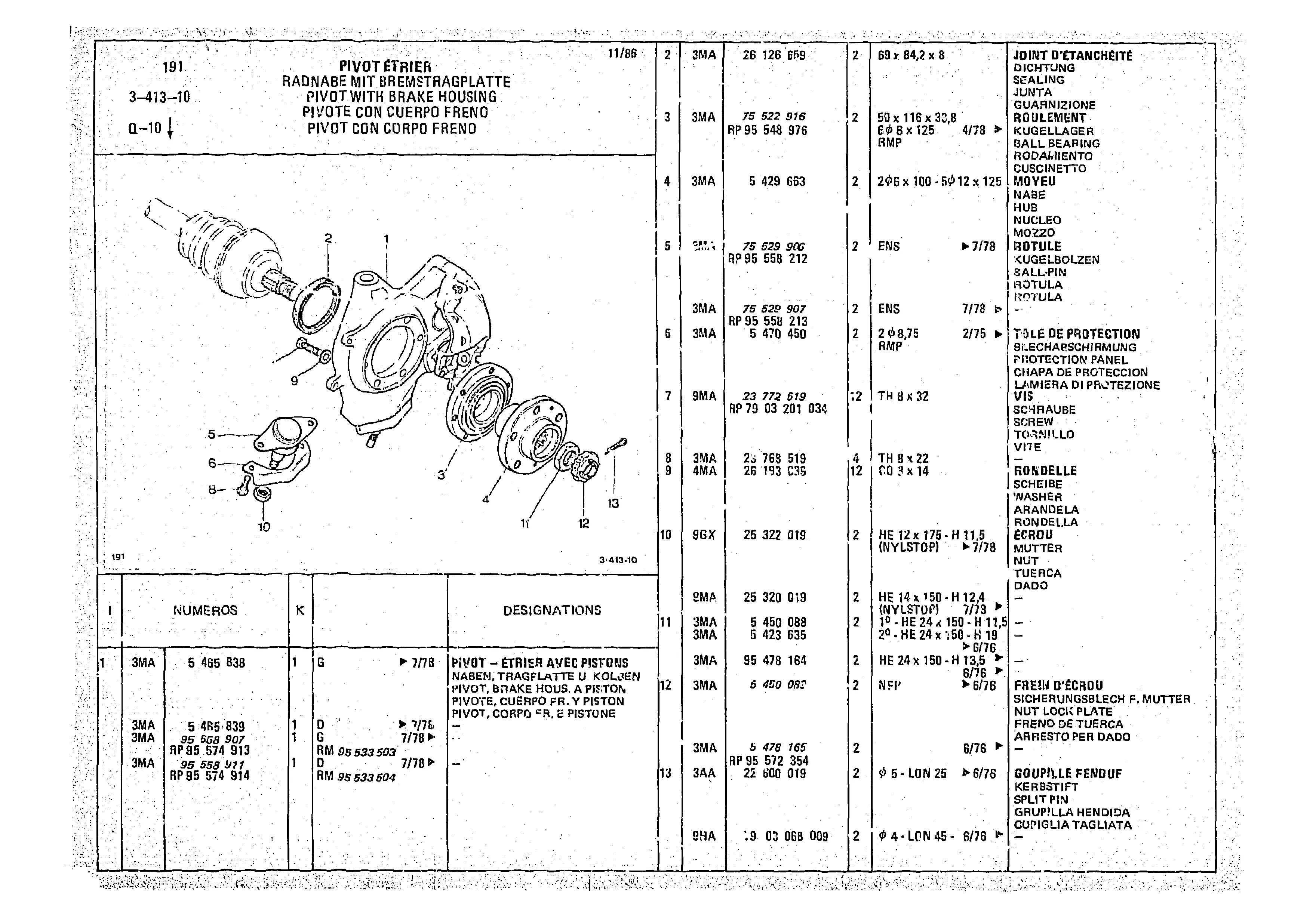 Pivot With Brake Housing, page 409 of 966 — CX Parts Catalogue — 1974–1979