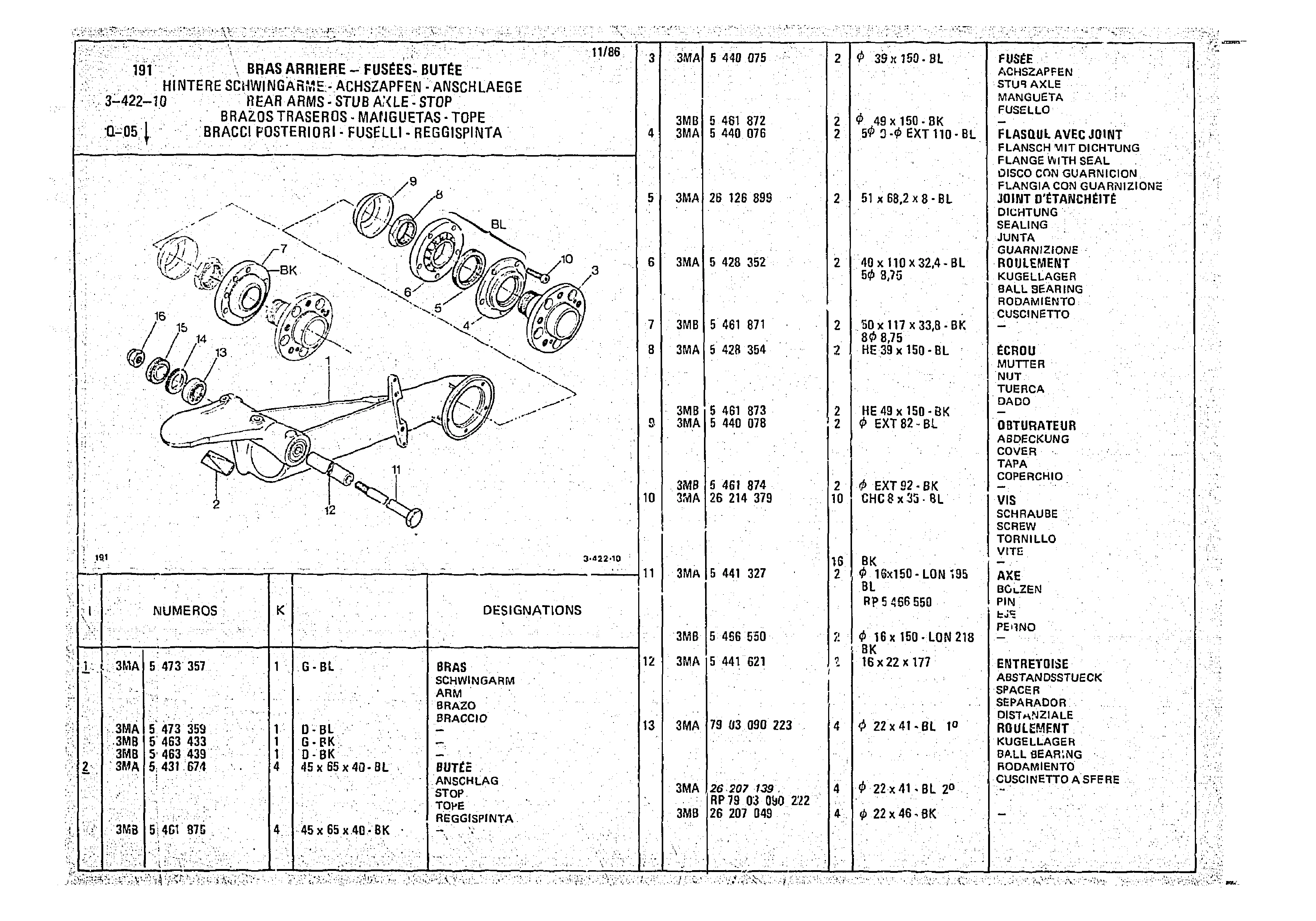 Rear Arms - Stub Axle - Stop, page 414 of 966 — CX Parts Catalogue — 1974–1979