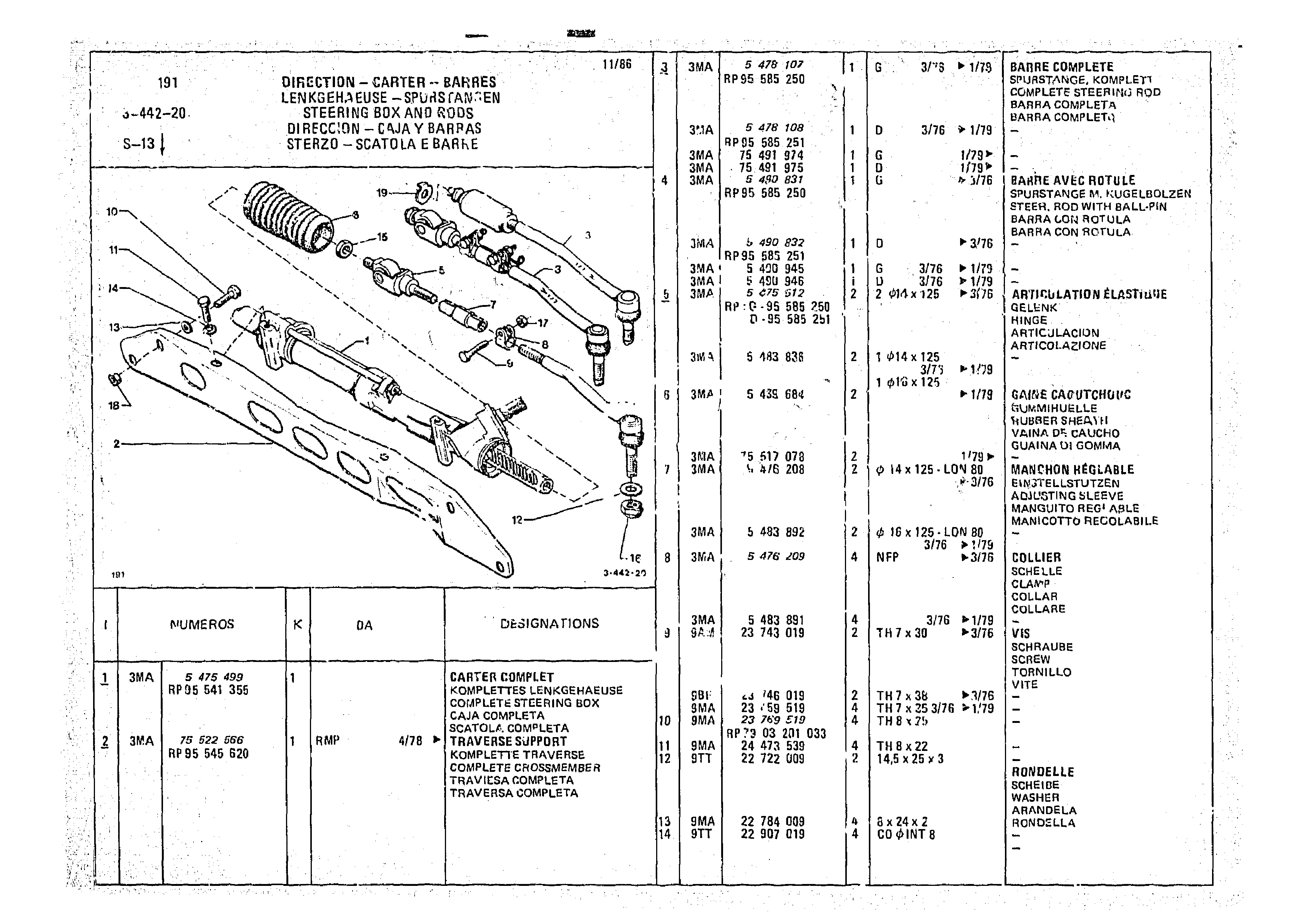 Steering Box And Rods, page 436 of 966 — CX Parts Catalogue — 1974–1979