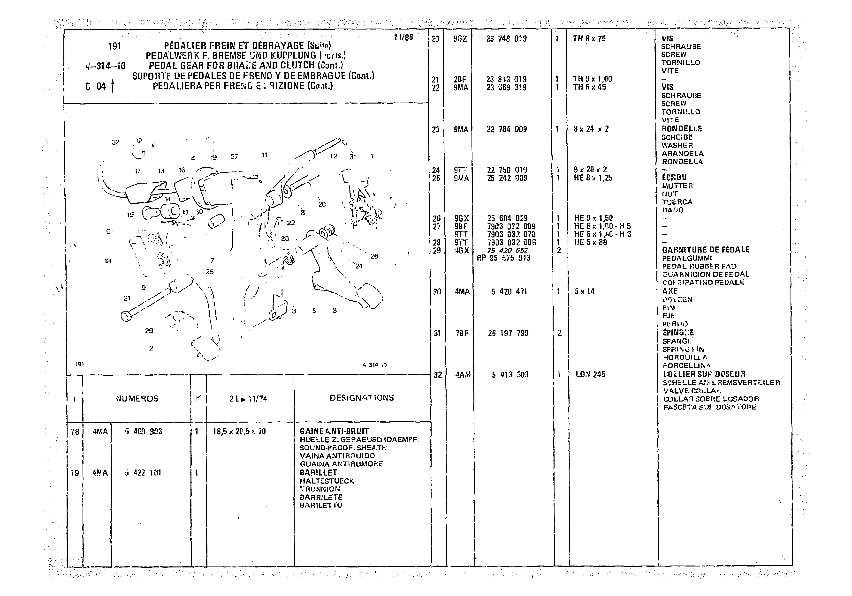 Pedal Gear For Brake And Clutch, page 462 of 966 — CX Parts Catalogue — 1974–1979