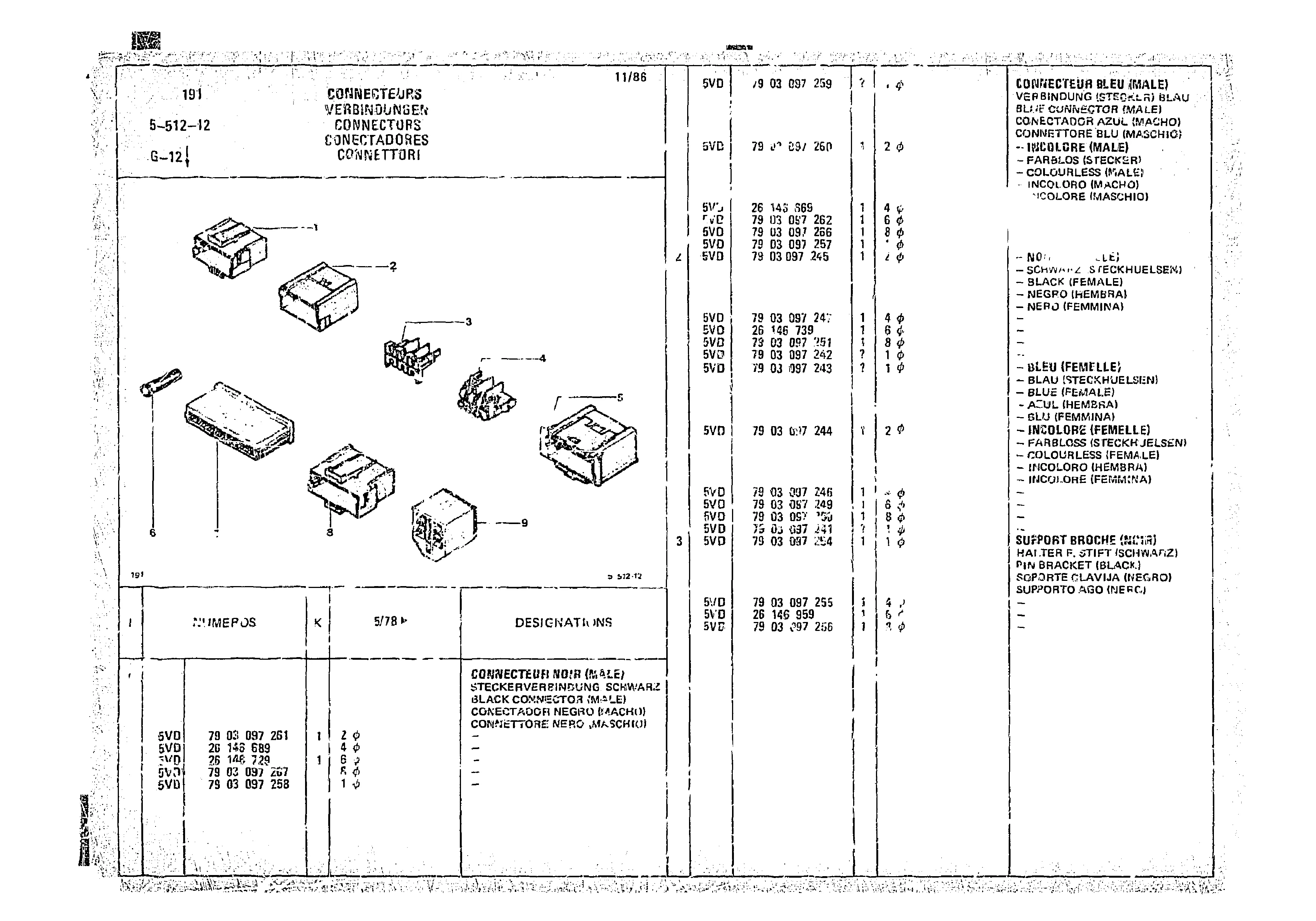 Connectors, page 504 of 966 — CX Parts Catalogue — 1974–1979