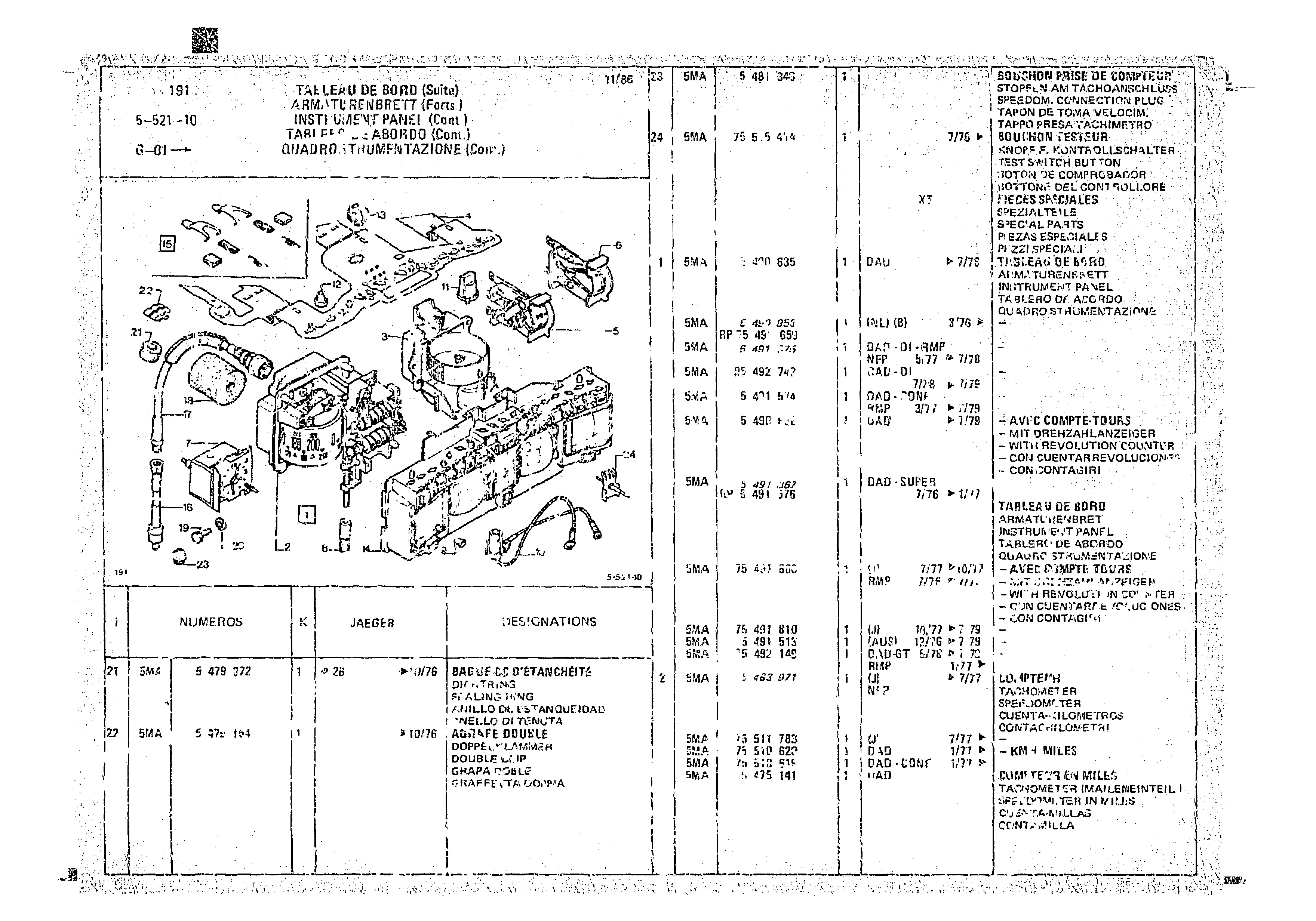 Instrument Panel, page 515 of 966 — CX Parts Catalogue — 1974–1979
