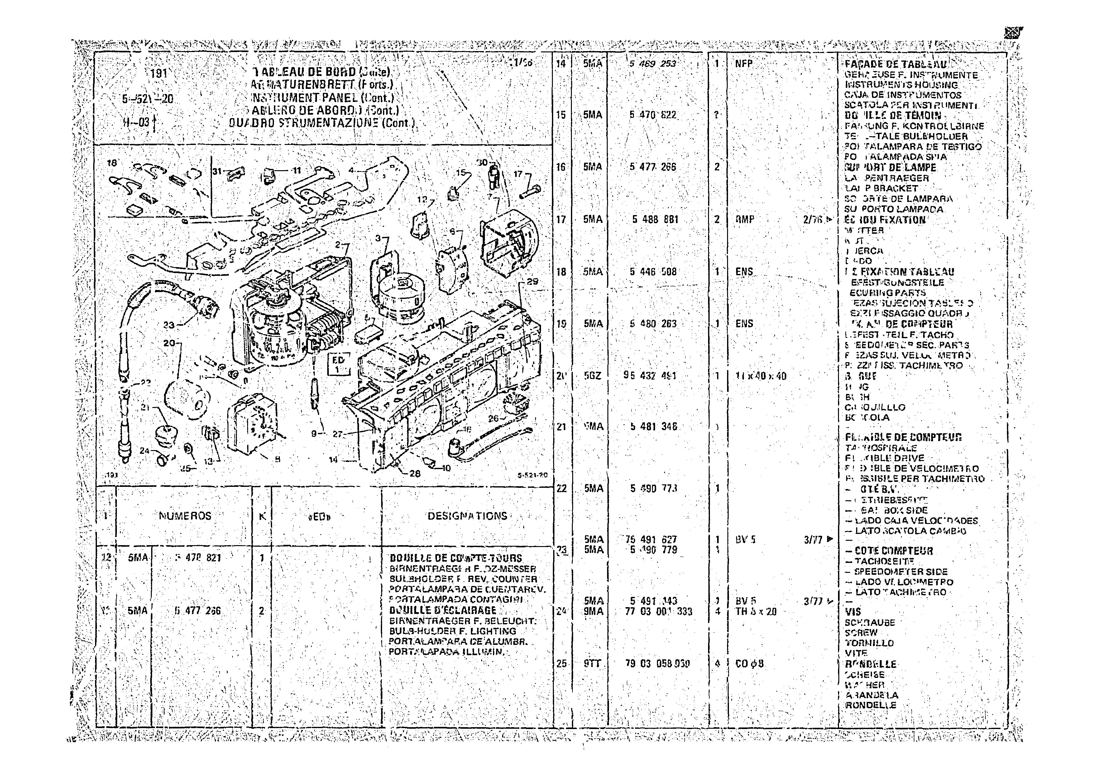 Instrument Panel, page 518 of 966 — CX Parts Catalogue — 1974–1979