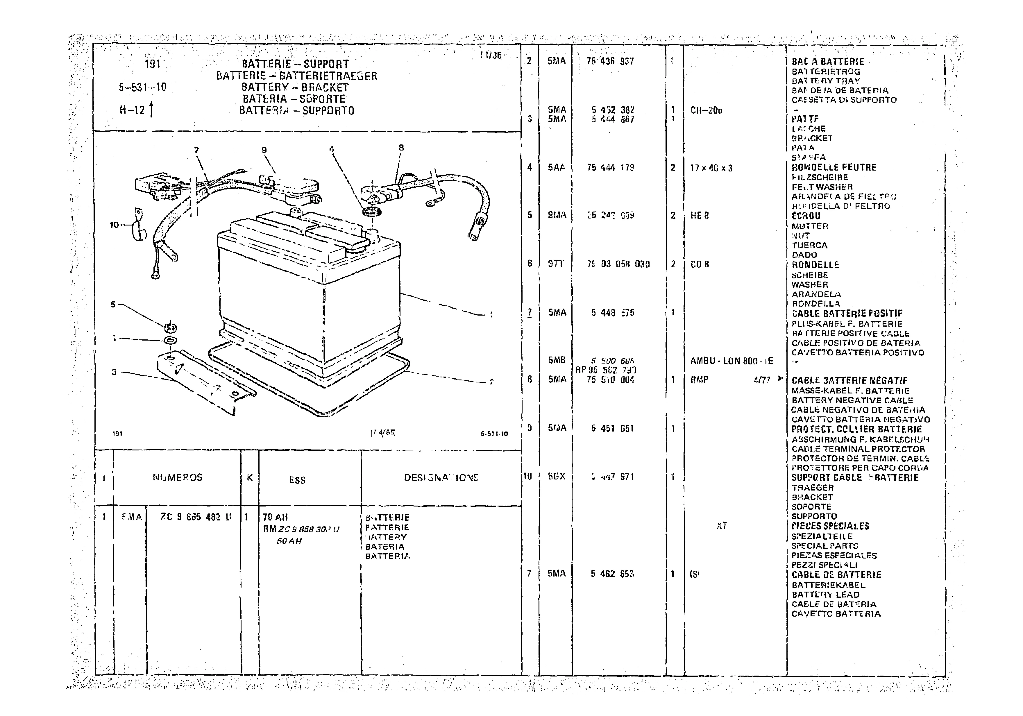 Battery - Bracket, page 527 of 966 — CX Parts Catalogue — 1974–1979