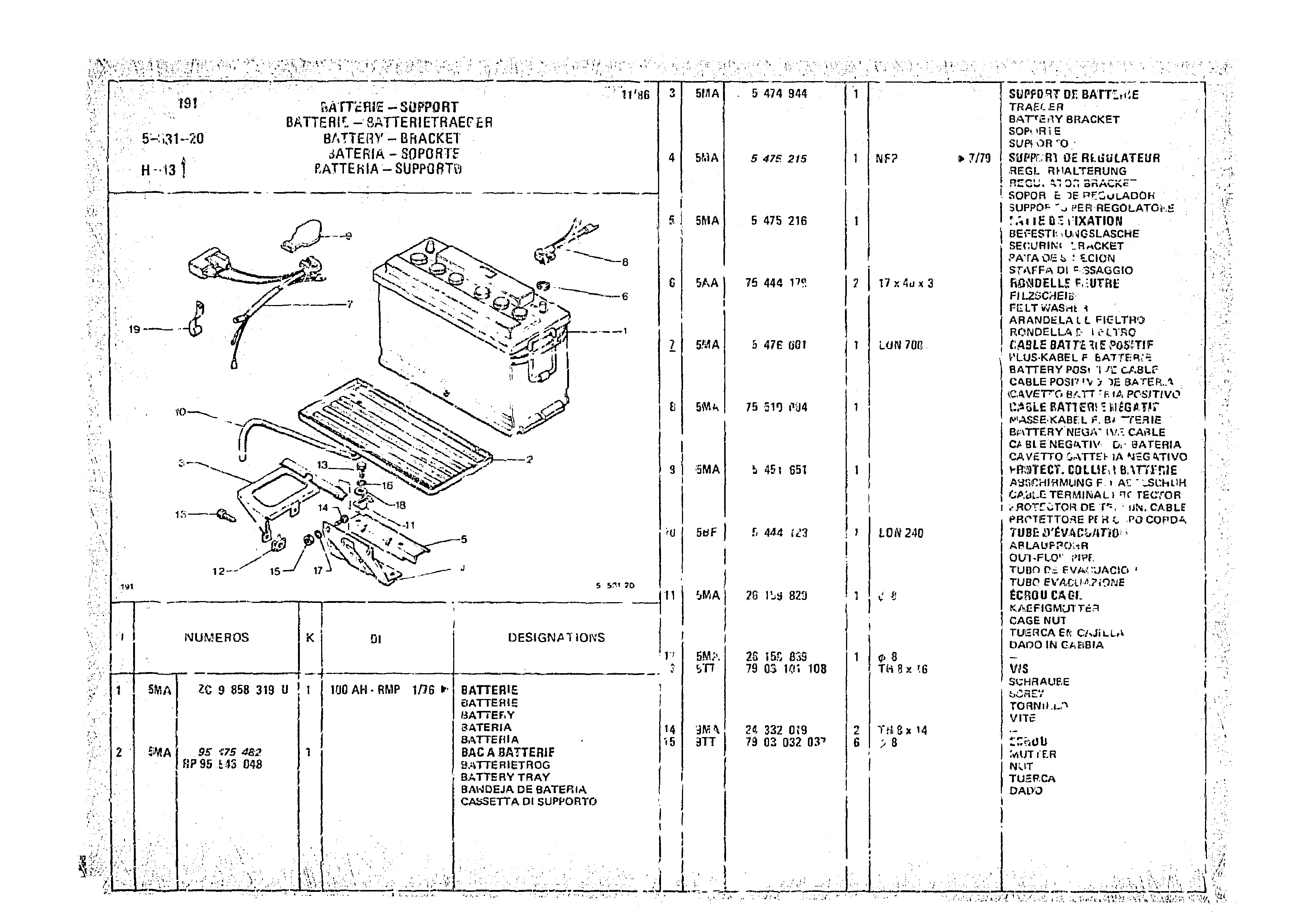Battery - Bracket, page 528 of 966 — CX Parts Catalogue — 1974–1979