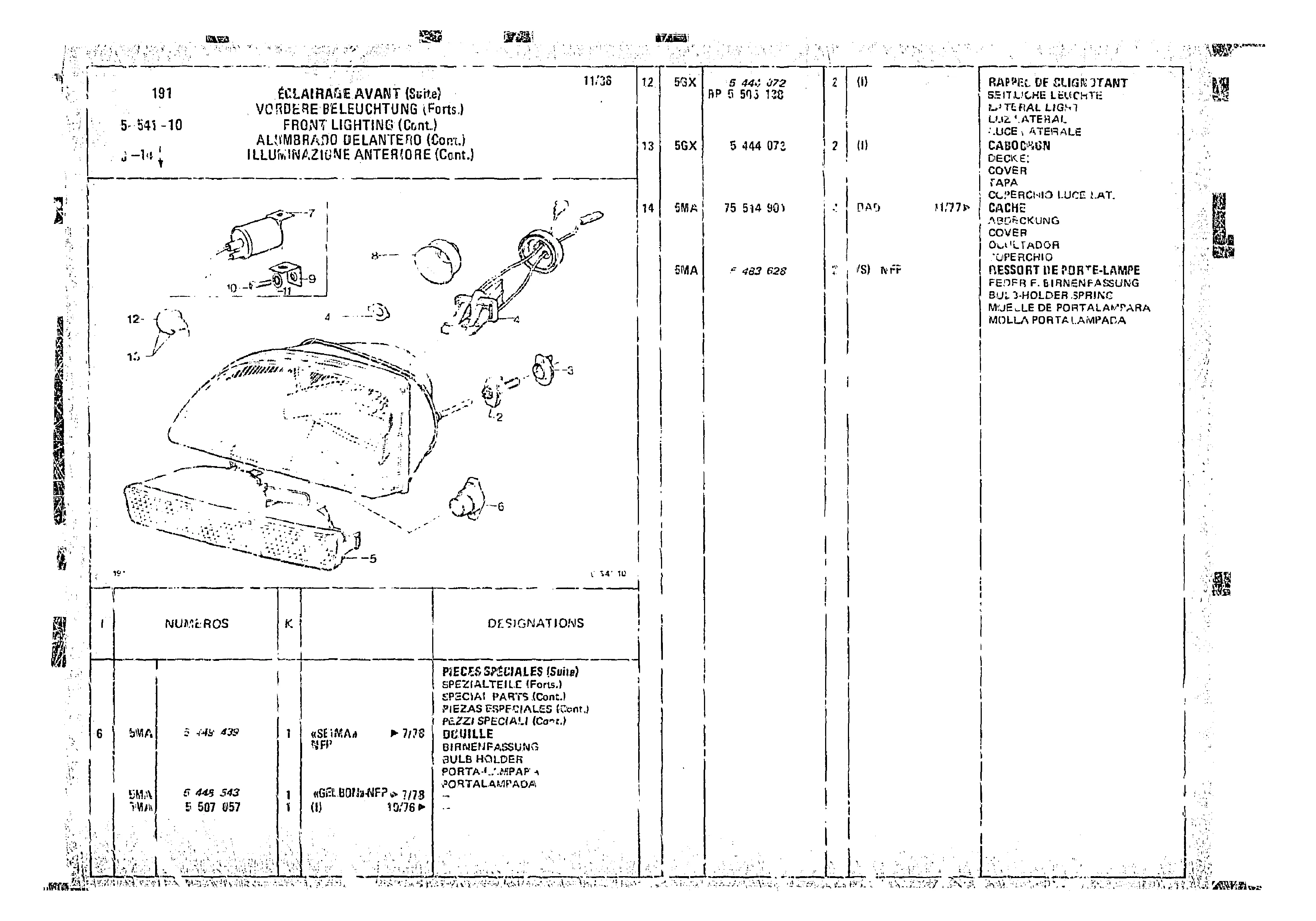 Front Lighting, page 532 of 966 — CX Parts Catalogue — 1974–1979
