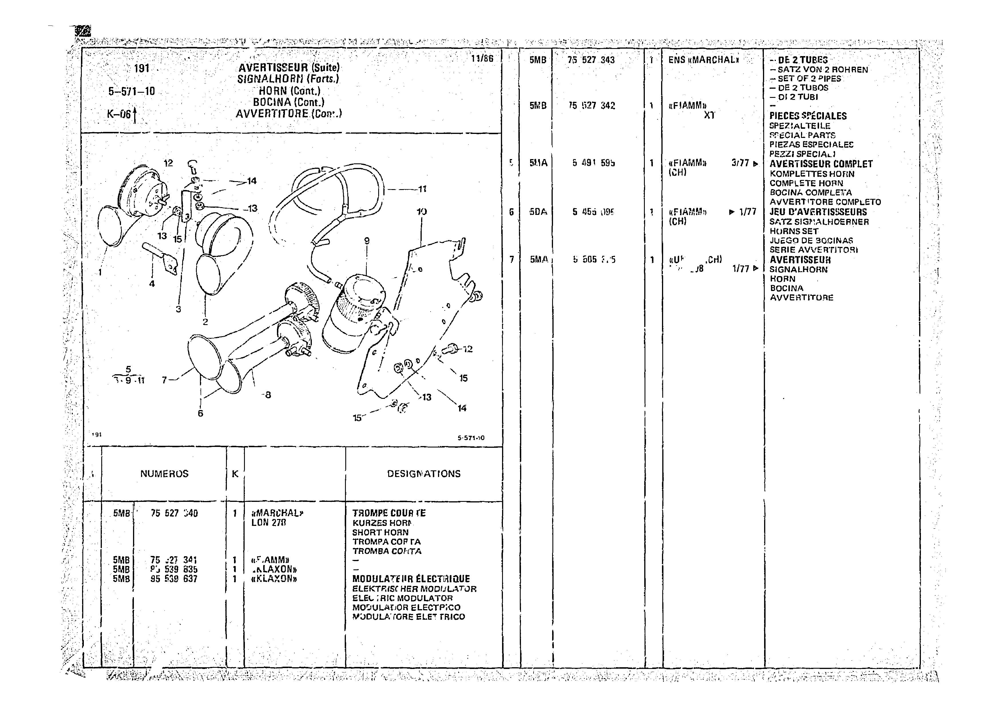 Horn, page 551 of 966 — CX Parts Catalogue — 1974–1979