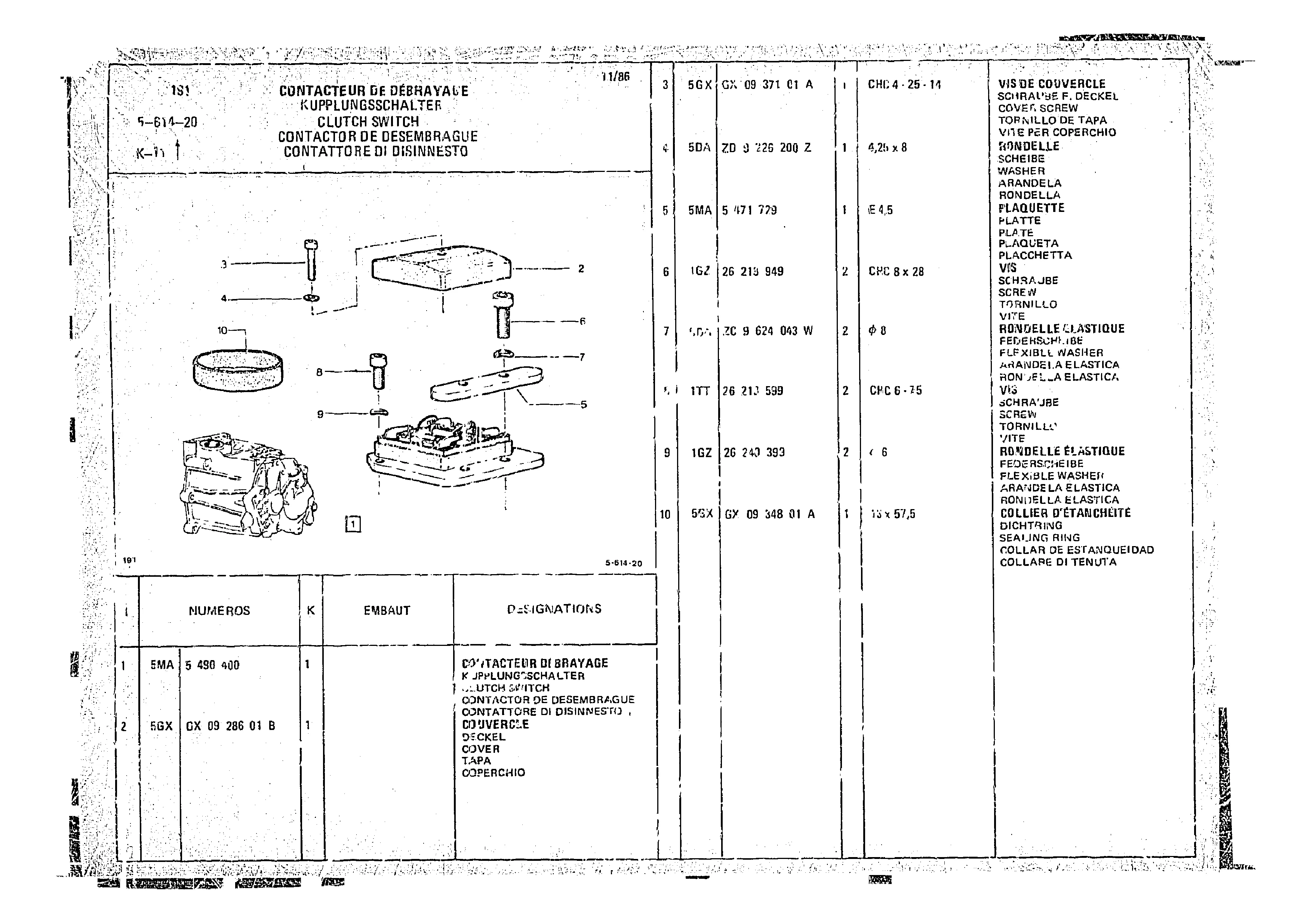 Clutch Switch, page 556 of 966 — CX Parts Catalogue — 1974–1979