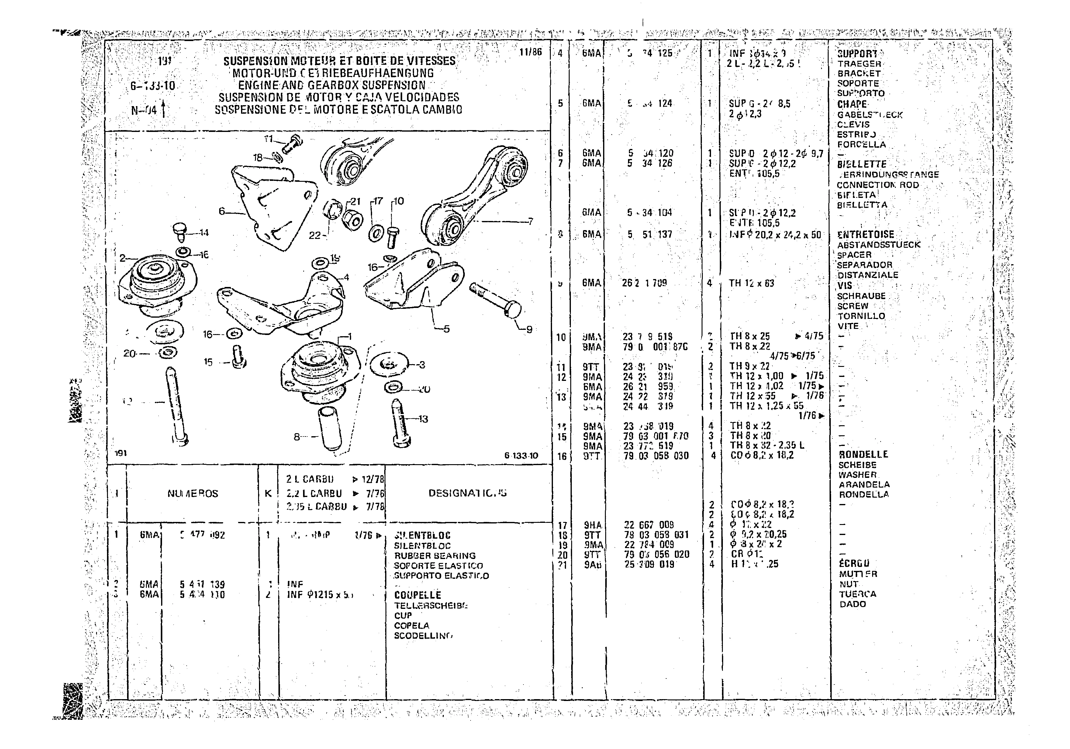 Engine And Gearbox Suspension, page 573 of 966 — CX Parts Catalogue — 1974–1979