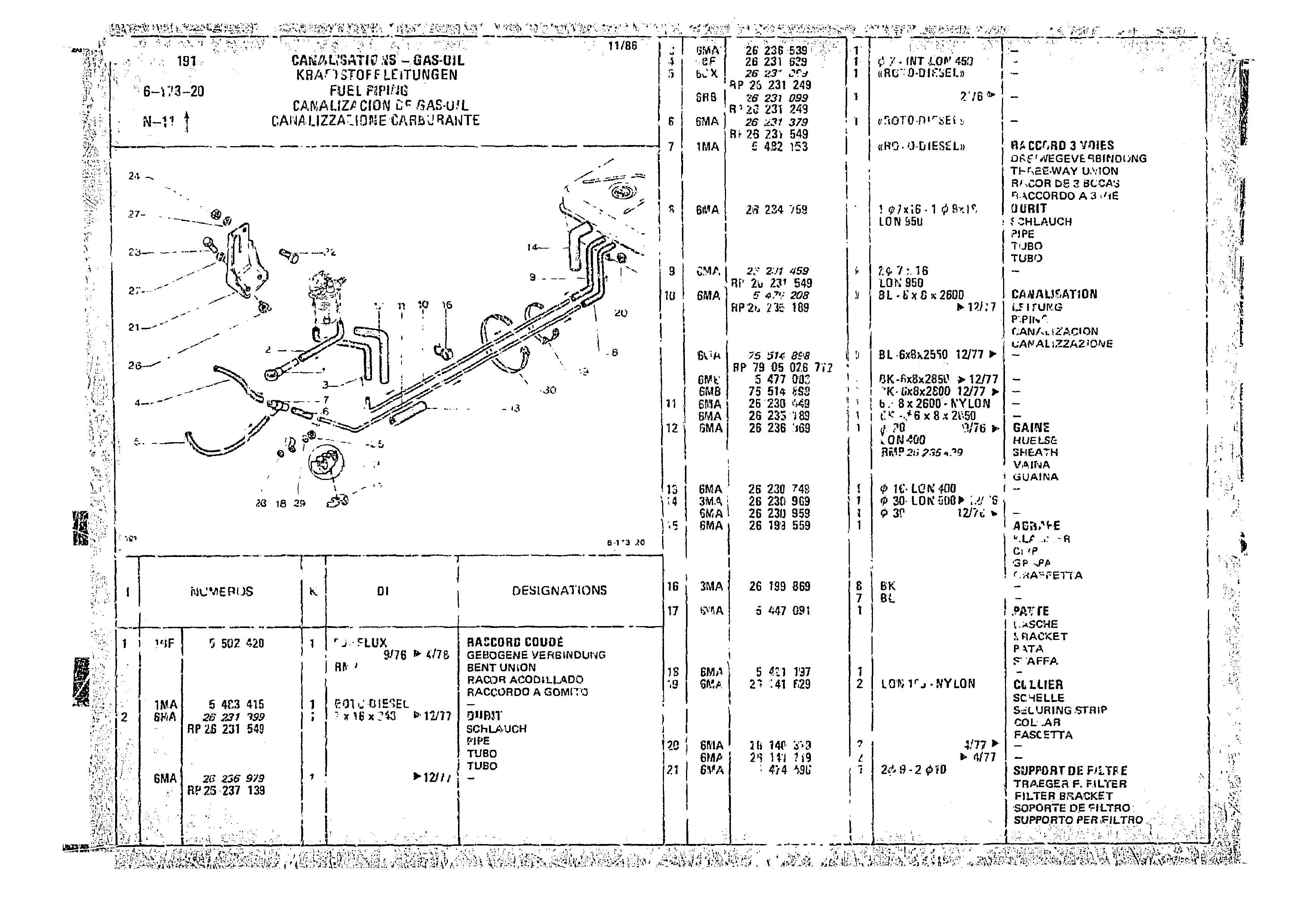 Fuel Piping, page 580 of 966 — CX Parts Catalogue — 1974–1979